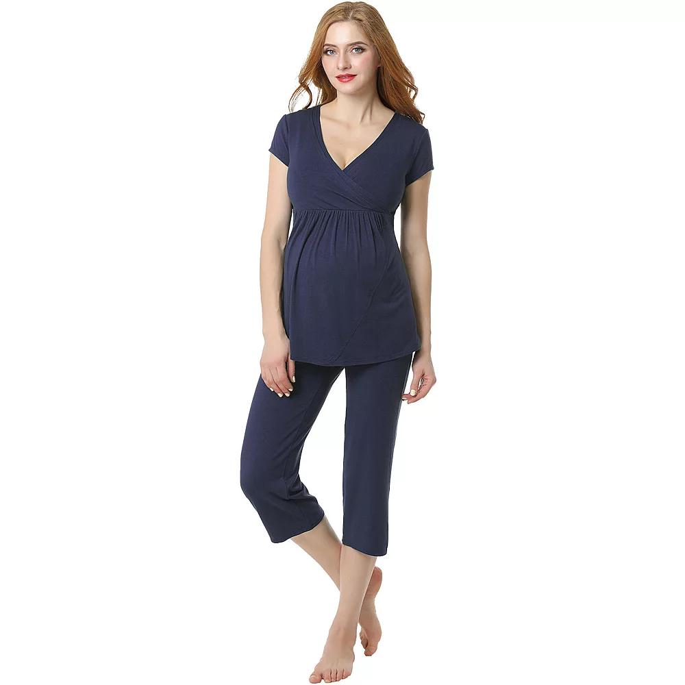 Maternity Pokkori Daily Essential Pajama Top & Pajama Capri Set, Women's,  Product Image