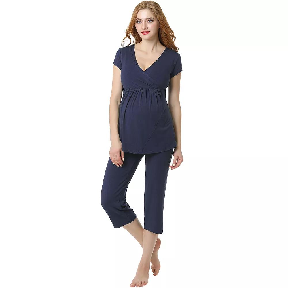 Maternity Pokkori Daily Essential Pajama Top & Pajama Capri Set, Women's,  Product Image
