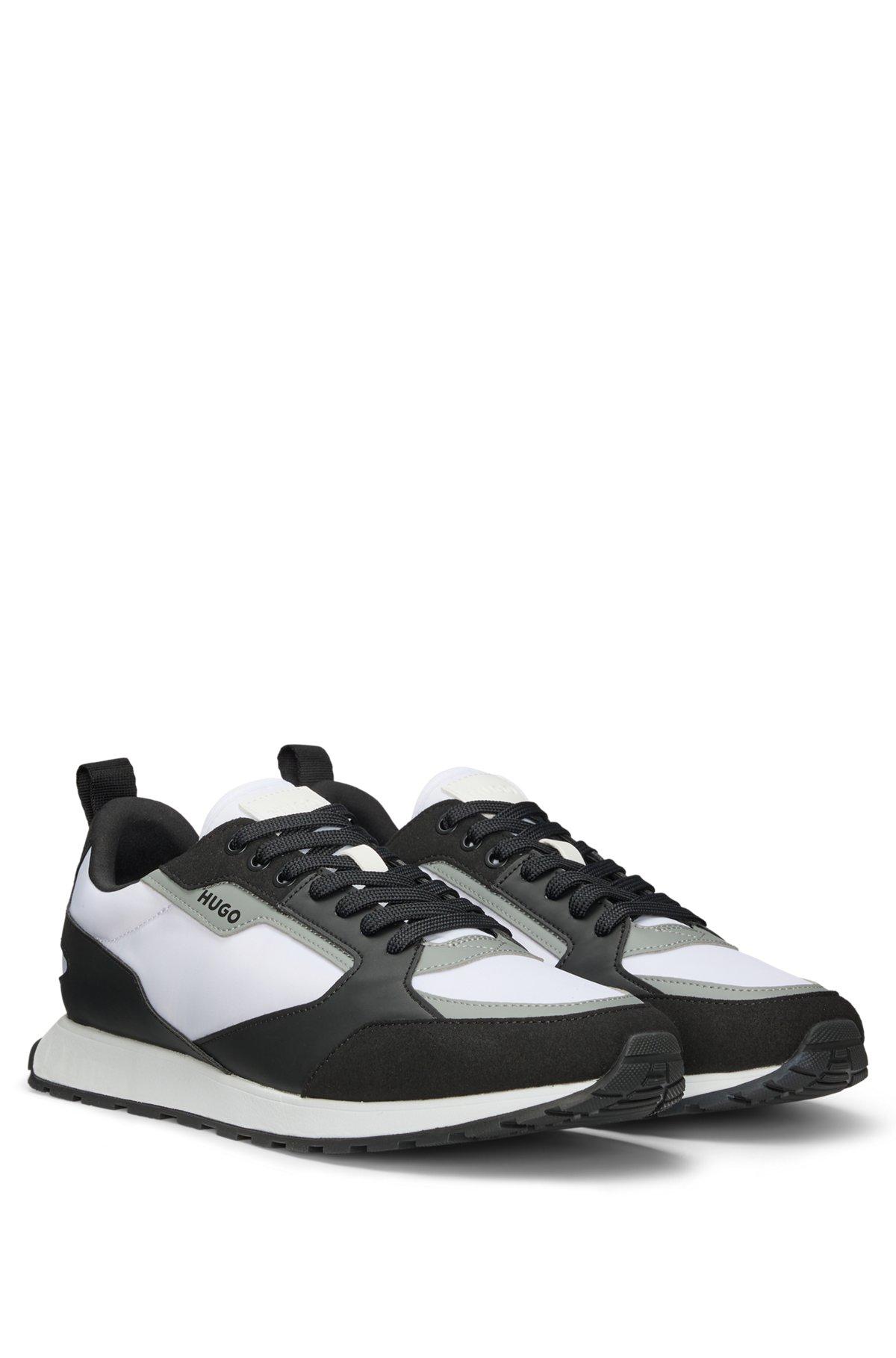HUGO - Mixed-material trainers with branded accents - Dark Grey Product Image