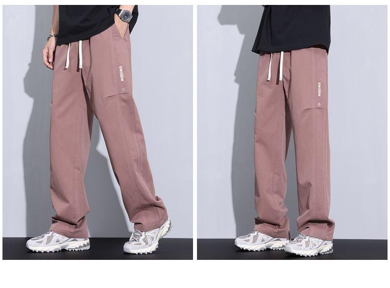 Drawstring Waist Lettering Loose Fit Pants Product Image