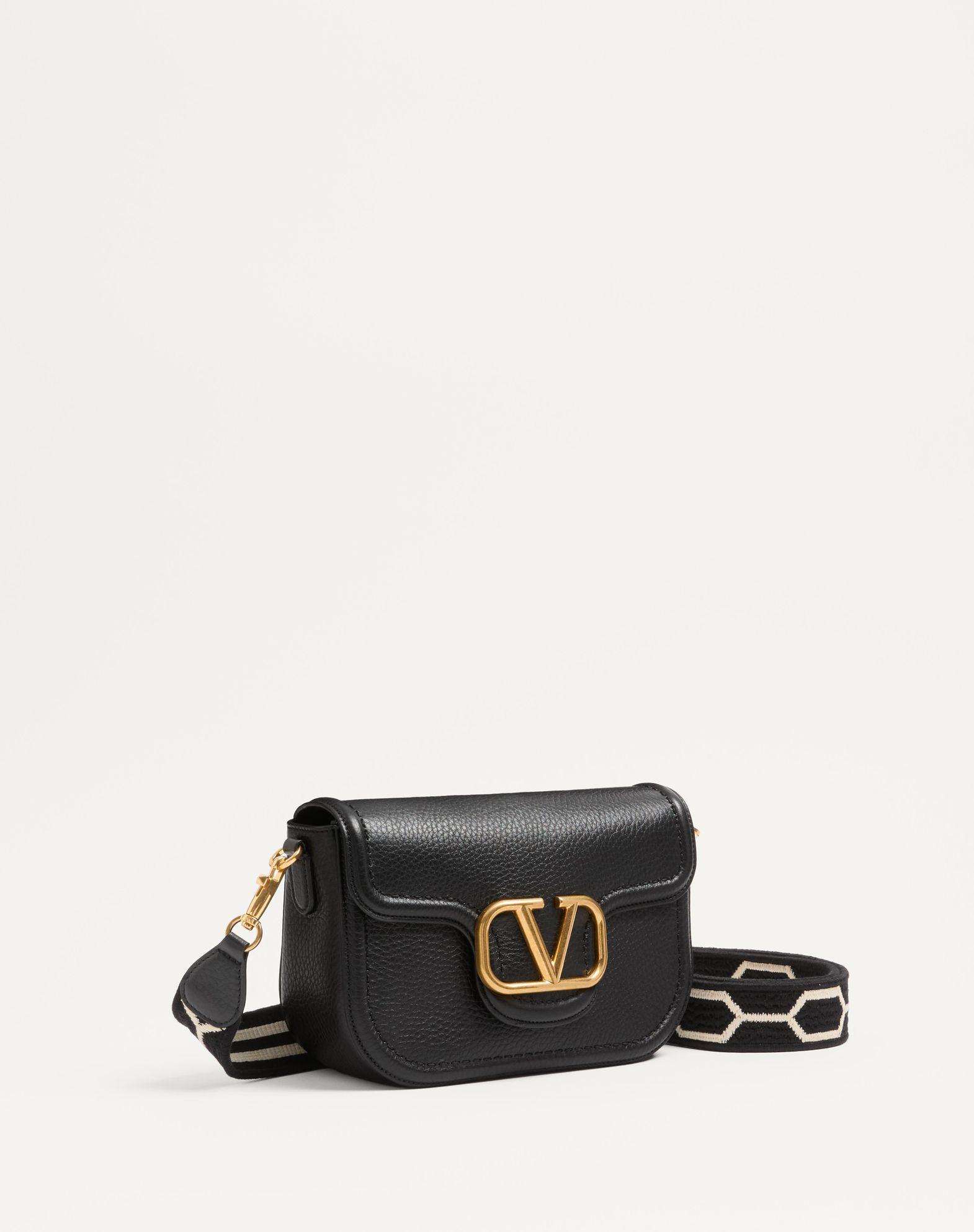 Valentino Garavani Alltime Shoulder Bag In Grainy Calfskin With Jacquard Ribbon Strap Product Image