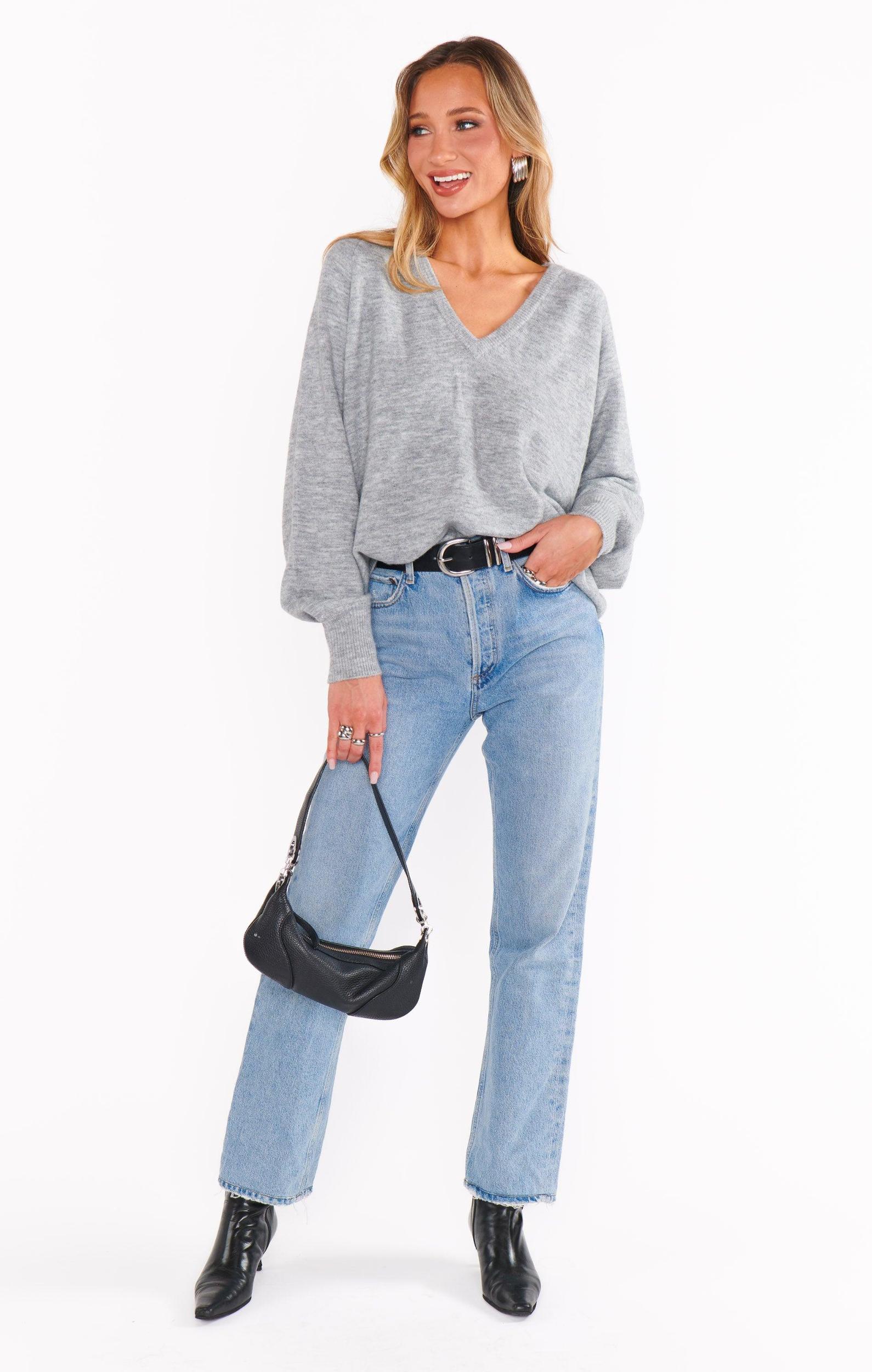 Anything Goes Sweater ~ Heather Grey Knit Product Image