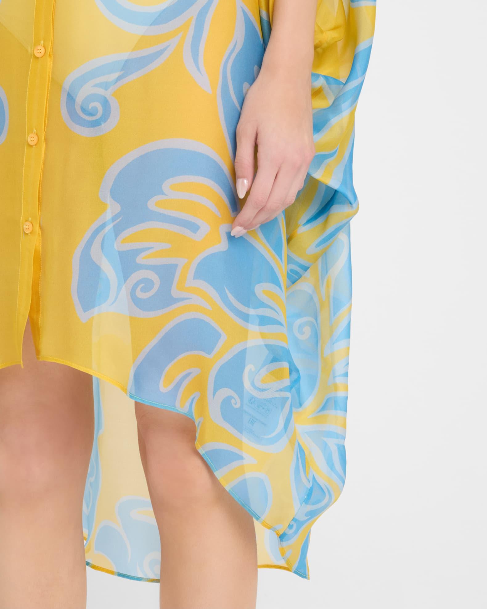 Printed Silk High-Low Coverup Product Image