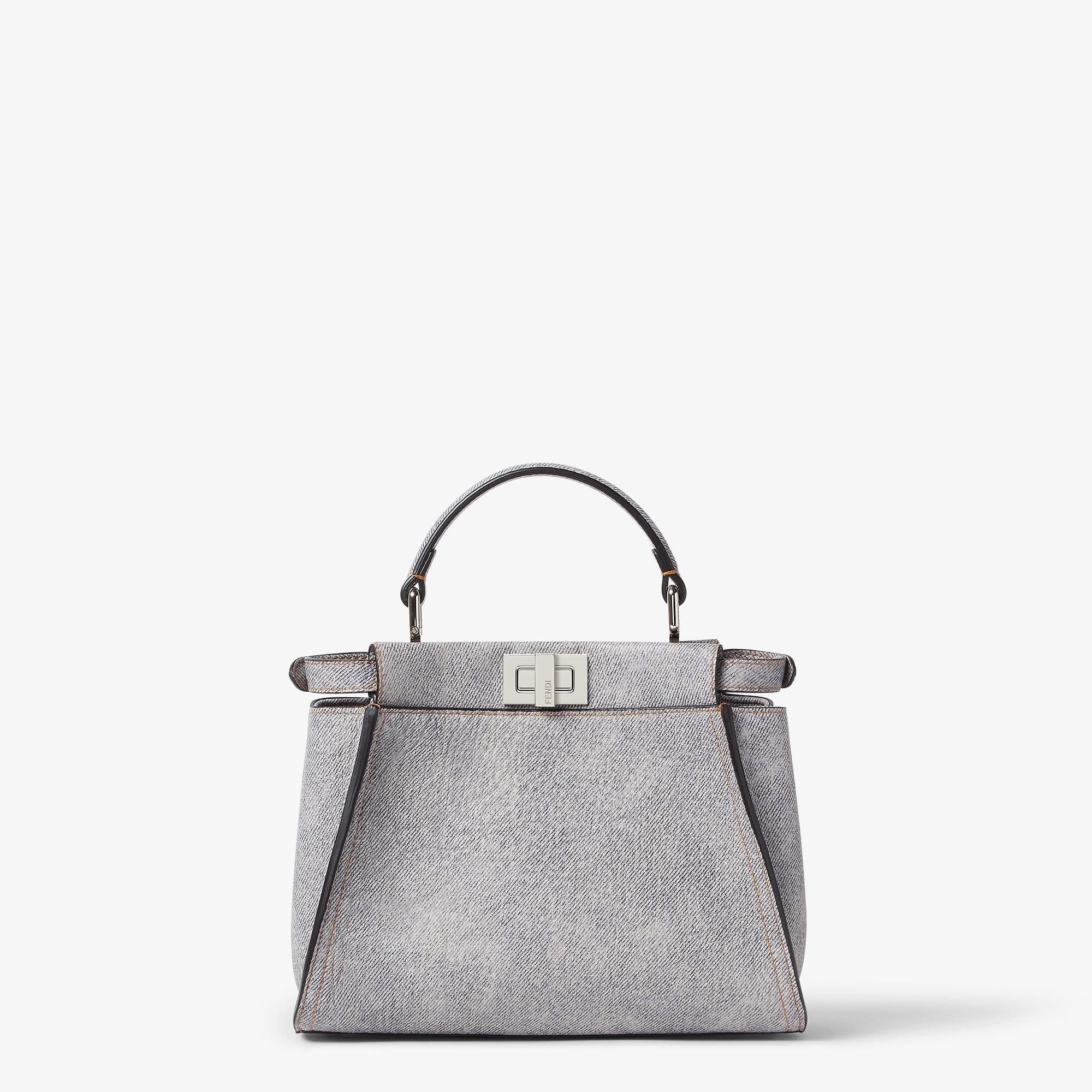 Peekaboo MiniGray leather bag with a faded denim effect. Product Image