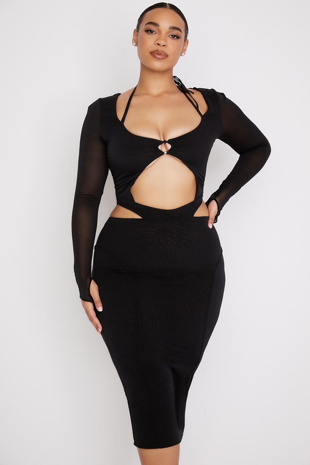 Marina  black cutout midi dress Product Image