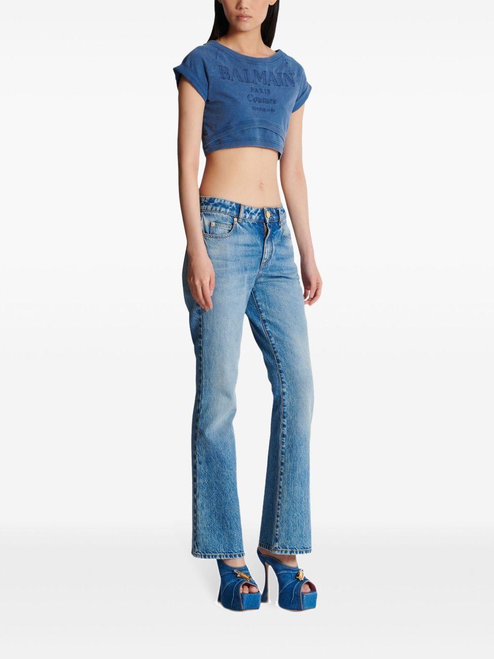 embroidered cropped T-shirt Product Image