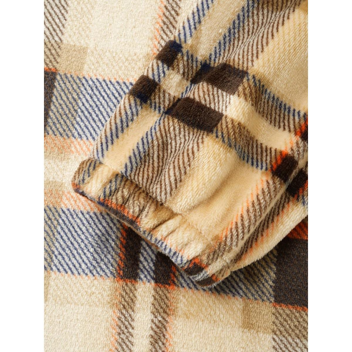 Plus Size Fuzzy Pullover Plaid Hoodie Women Multicolor Casual Button Loose Hooded Everyday Sweatshirts BloomChic 30/6X Product Image