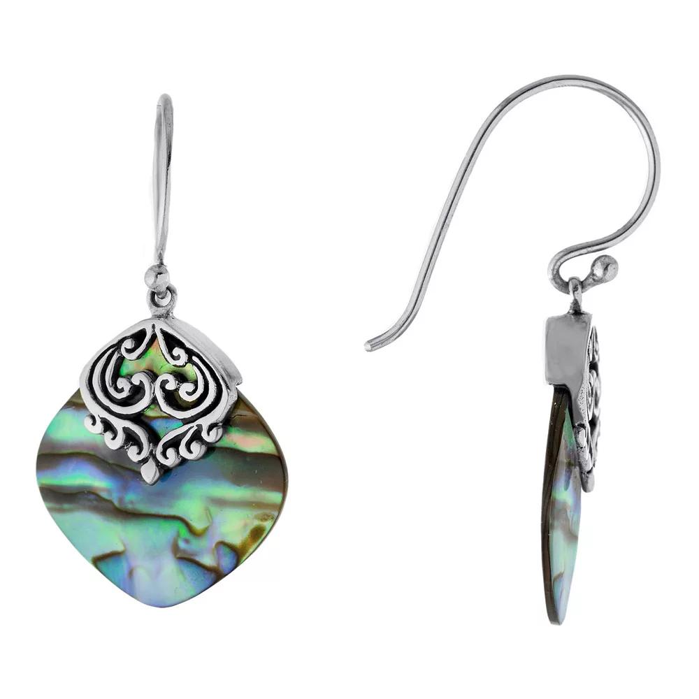 Main and Sterling Oxidized Sterling Silver Abalone Filigree Drop Earrings, Women's, Silver Tone Product Image