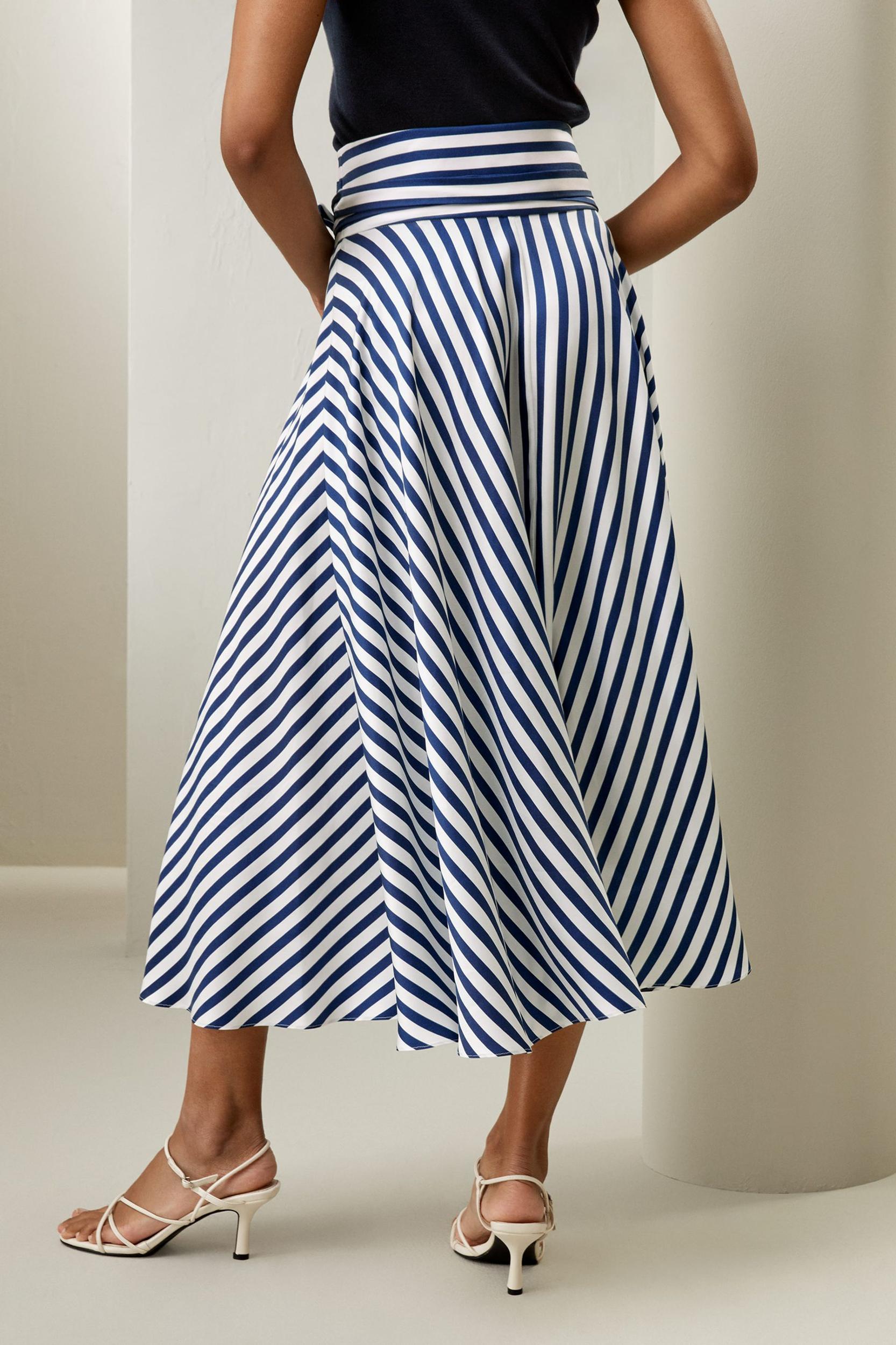 Silk Striped Midi Skirt Product Image