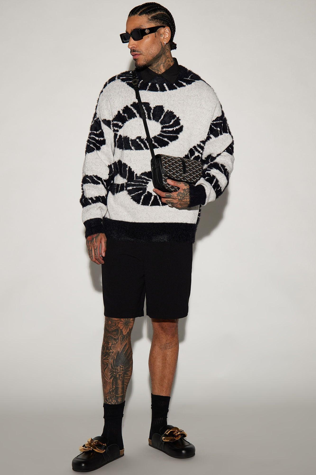 Walking A Tight Rope Mohair Sweater - Cream/combo Product Image