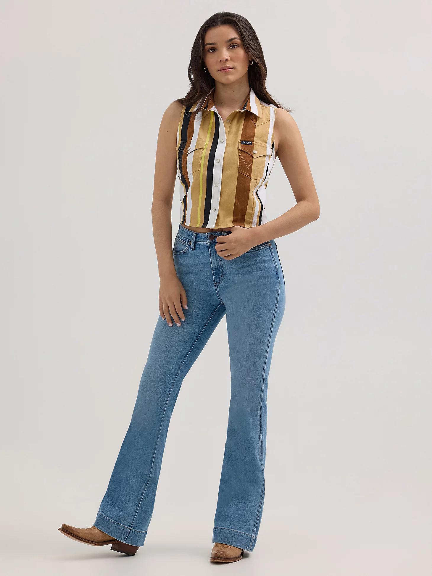 Women's Wrangler Brushpopper Stripe Slim Crop Snap Tank | Women's TOPS | Wrangler® Product Image
