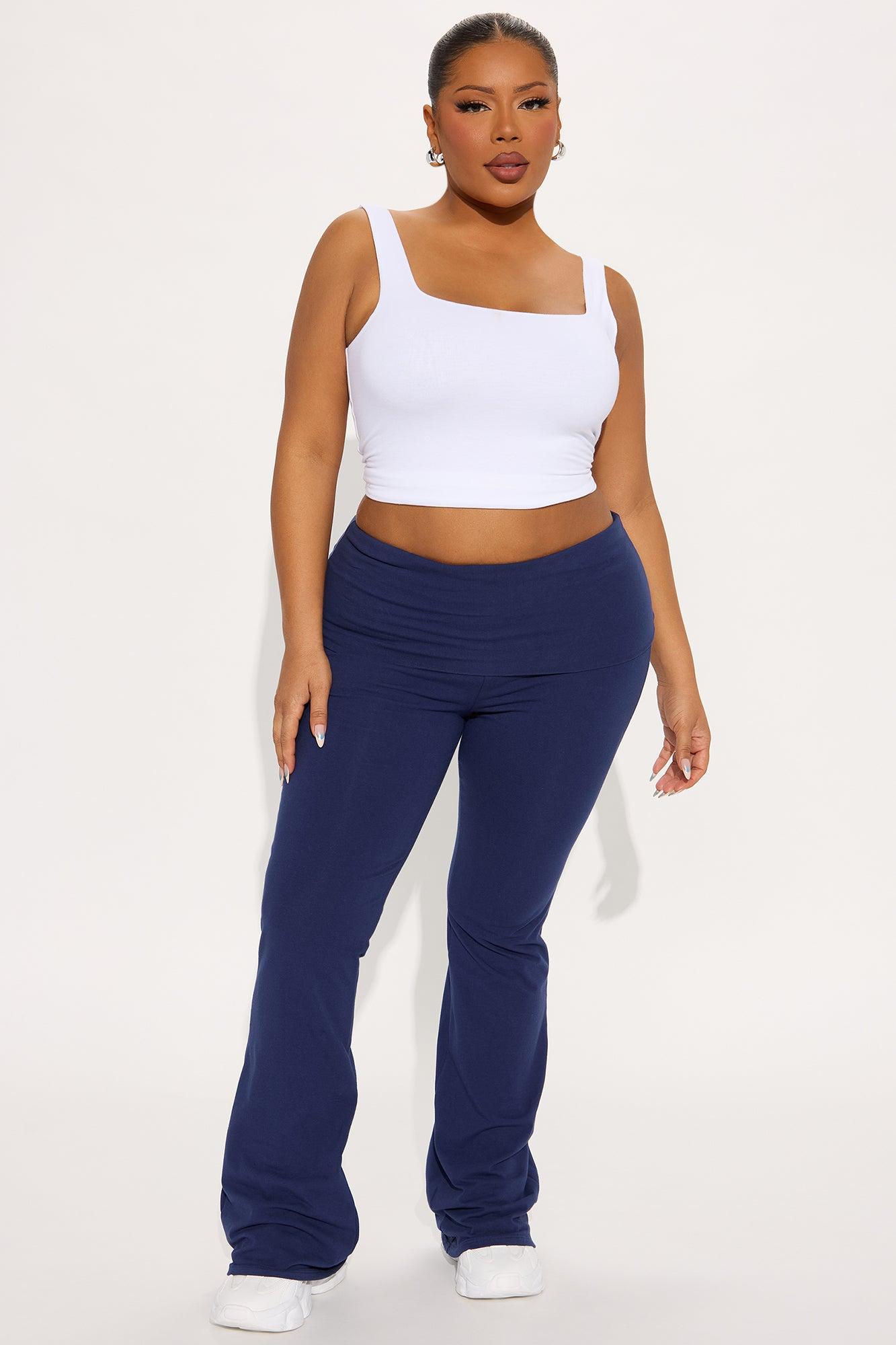 Adriana Foldover Flare Pant - Navy Female Product Image