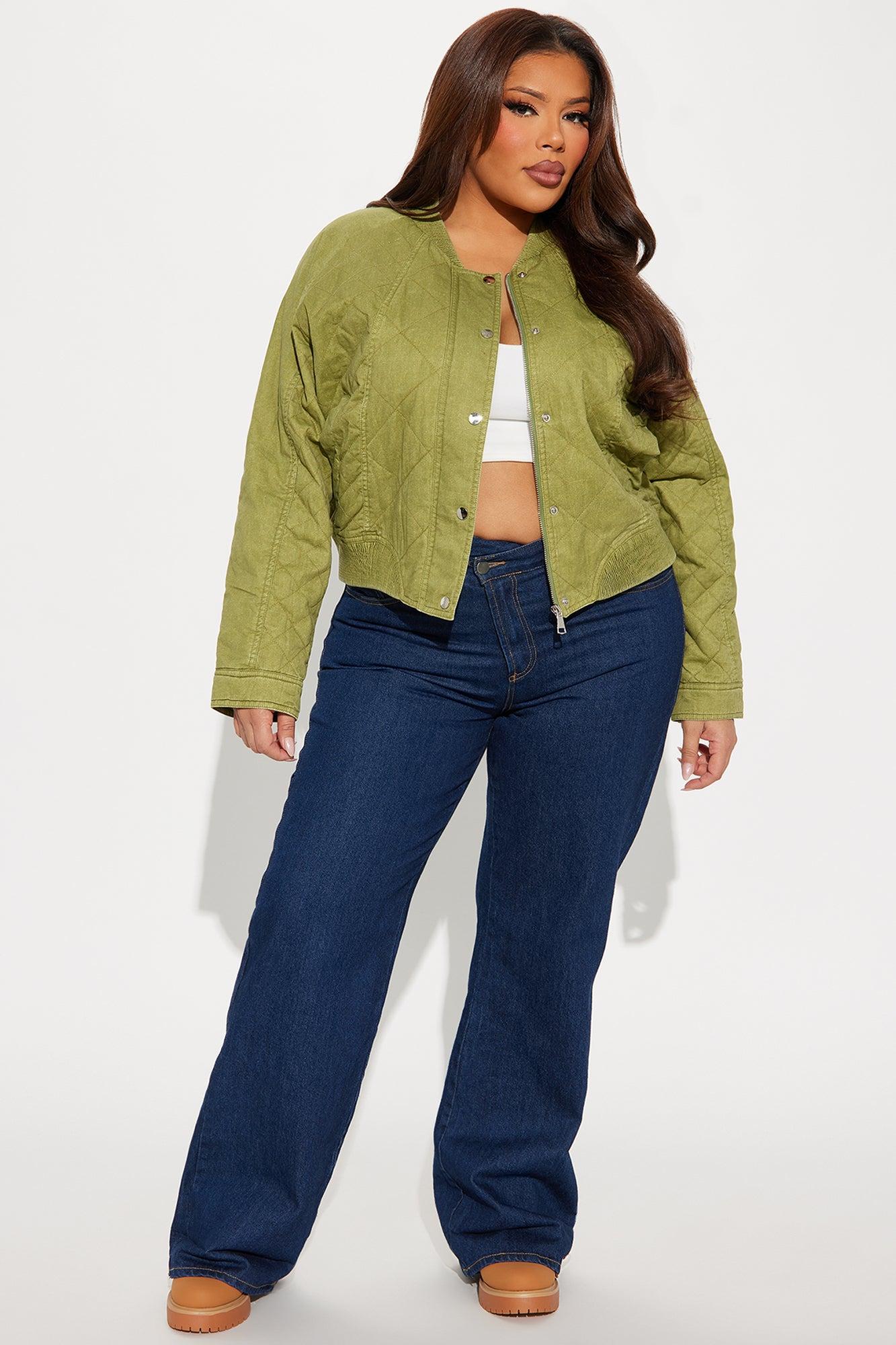 Mara Quilted Washed Bomber Jacket - Olive Female Product Image