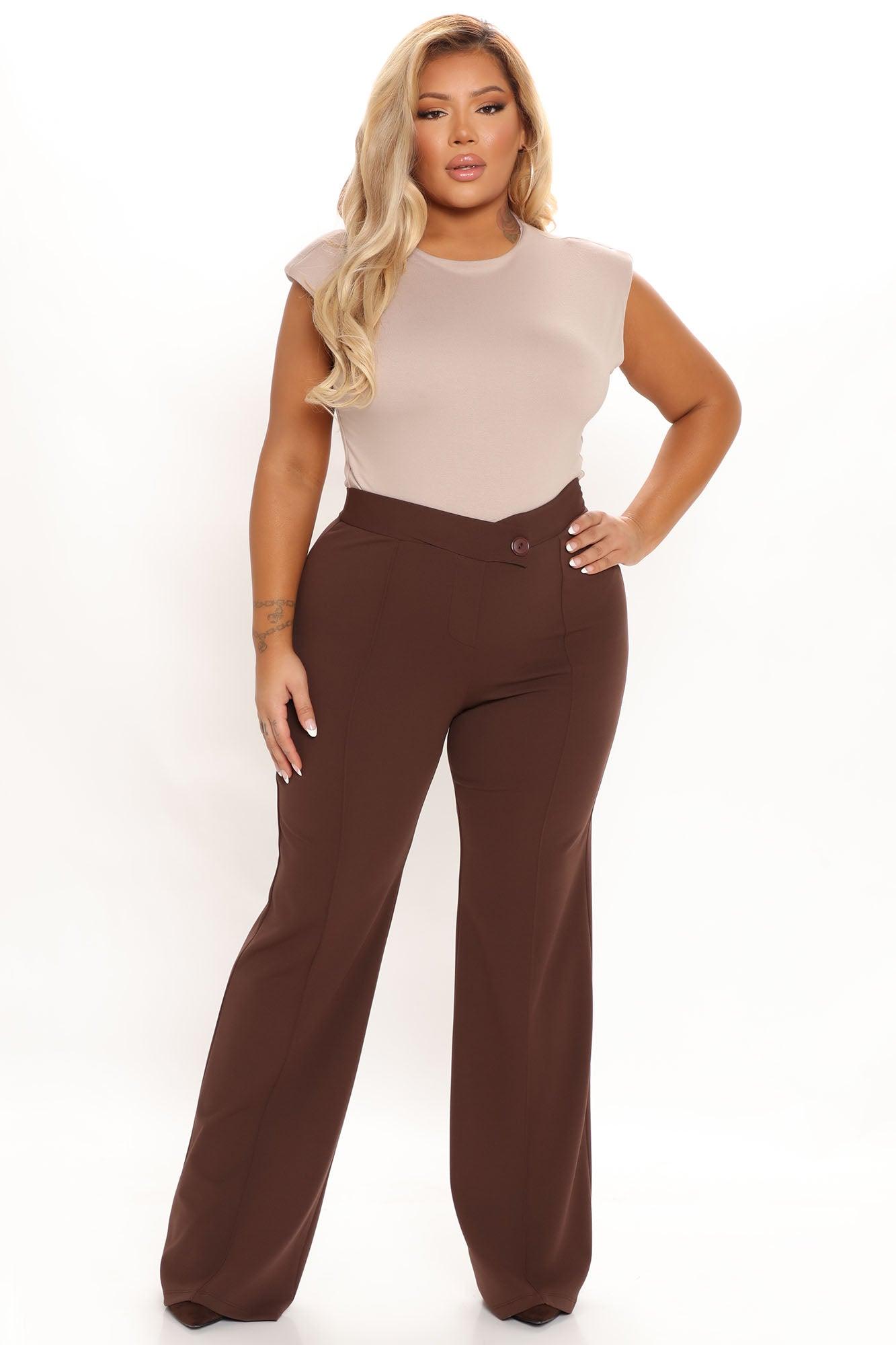Call It Even Wide Leg Dress Pants - Chocolate Product Image
