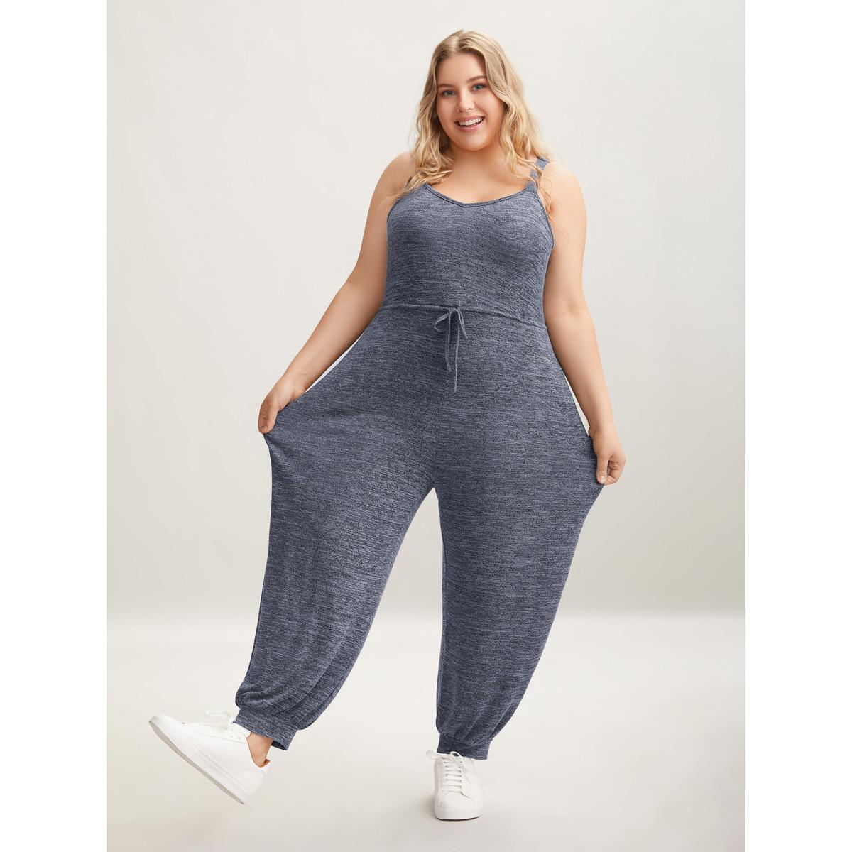 Plus Size DarkBlue Supersoft Essentials Waist-Defining Jumpsuit Women Casual Sleeveless Non Everyday-Casual Loose Jumpsuits BloomChic 14-16/1X Product Image