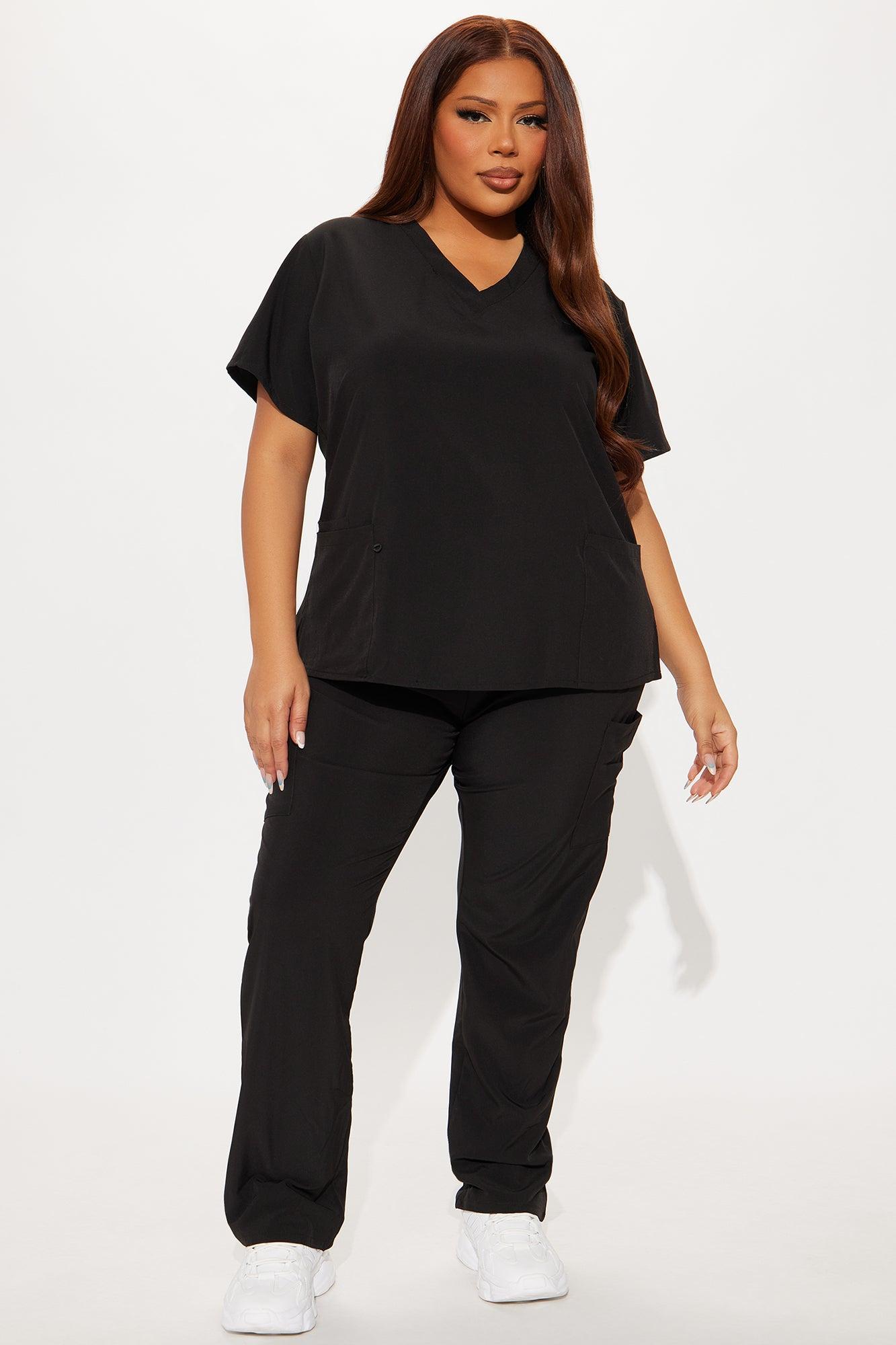 Always Ready 4 Way Stretch Scrub Uniform Pant Set - Black Female Product Image