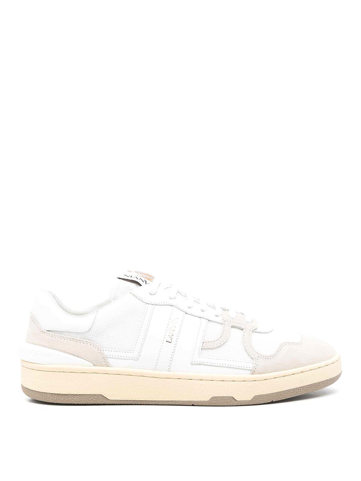 LANVIN Mesh And Leather Clay Sneakers With In White Product Image