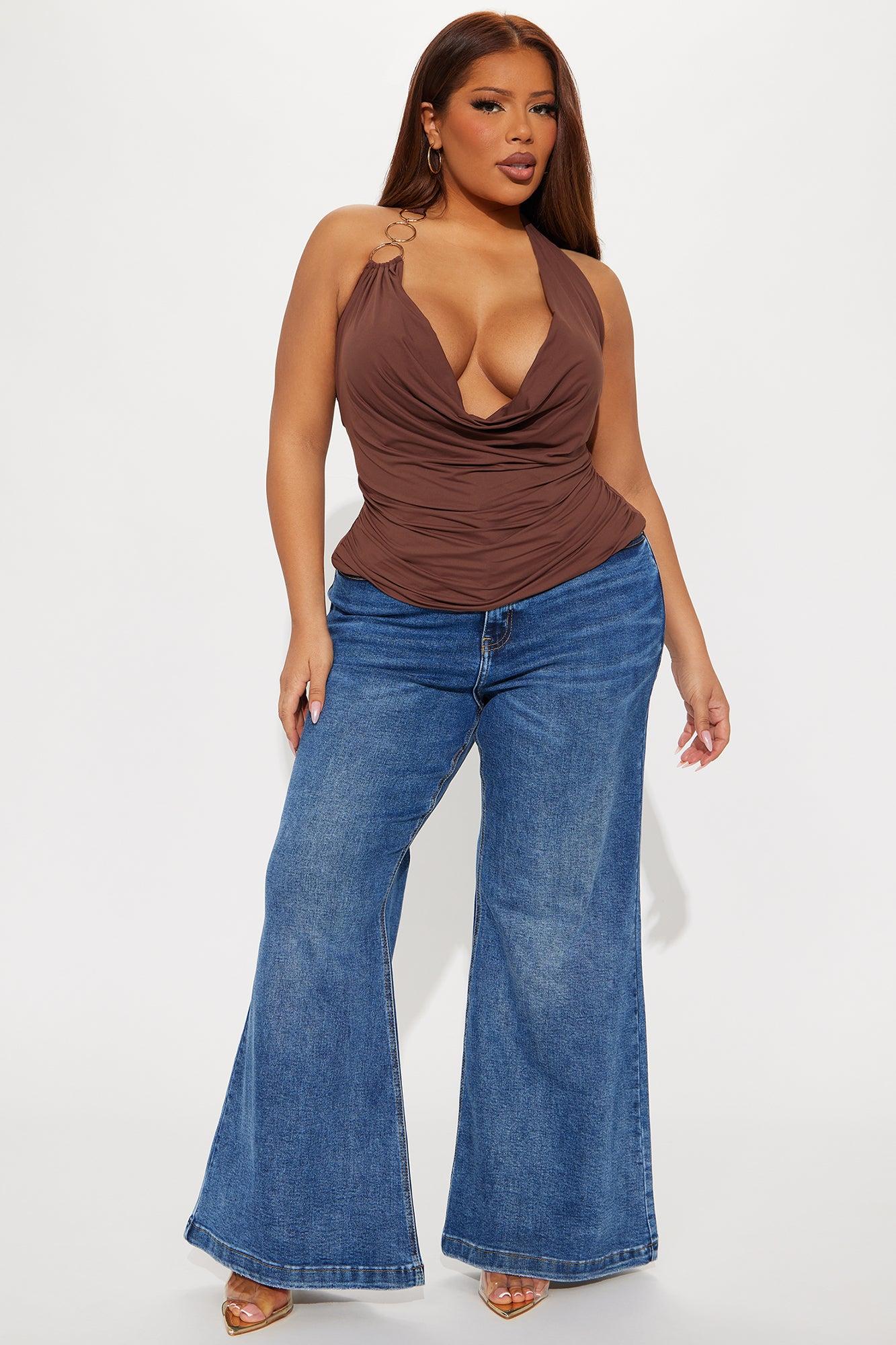 Well-Cared-For Double Lined Ruched Halter Top - Chocolate Product Image
