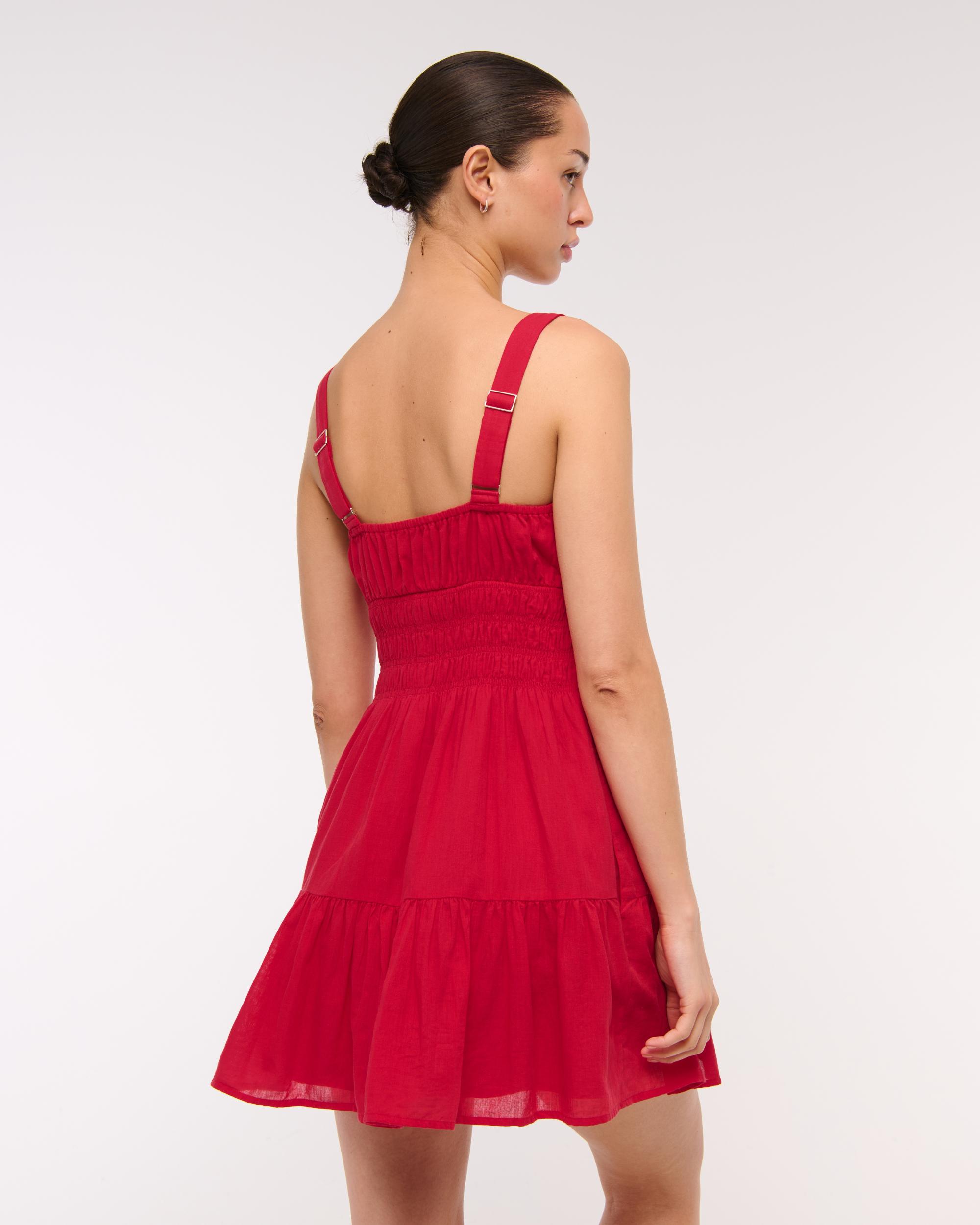 Smocked Tie-Front Mini Dress Product Image