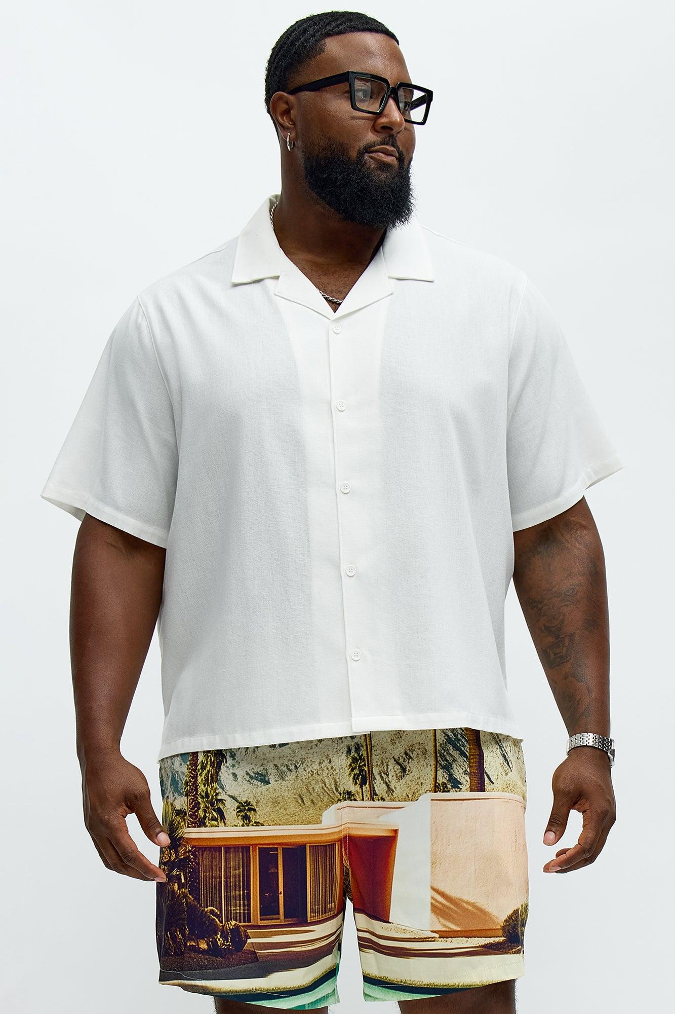 Relaxed Chateau Photoreal Cuban Shirt - White Male Product Image