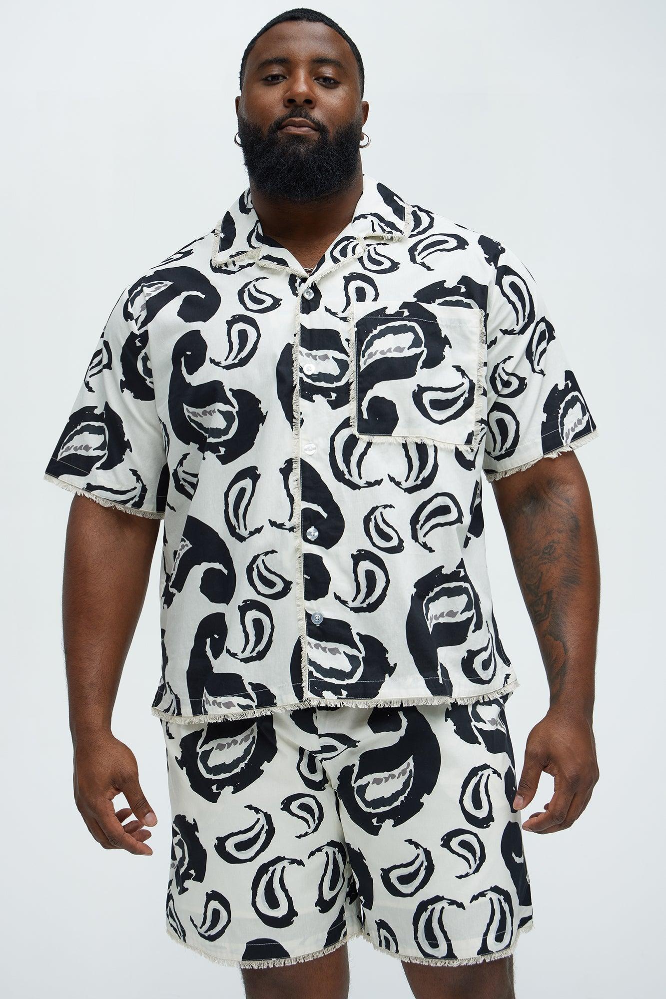 Paisley Print Frayed Shirt - White/combo Product Image