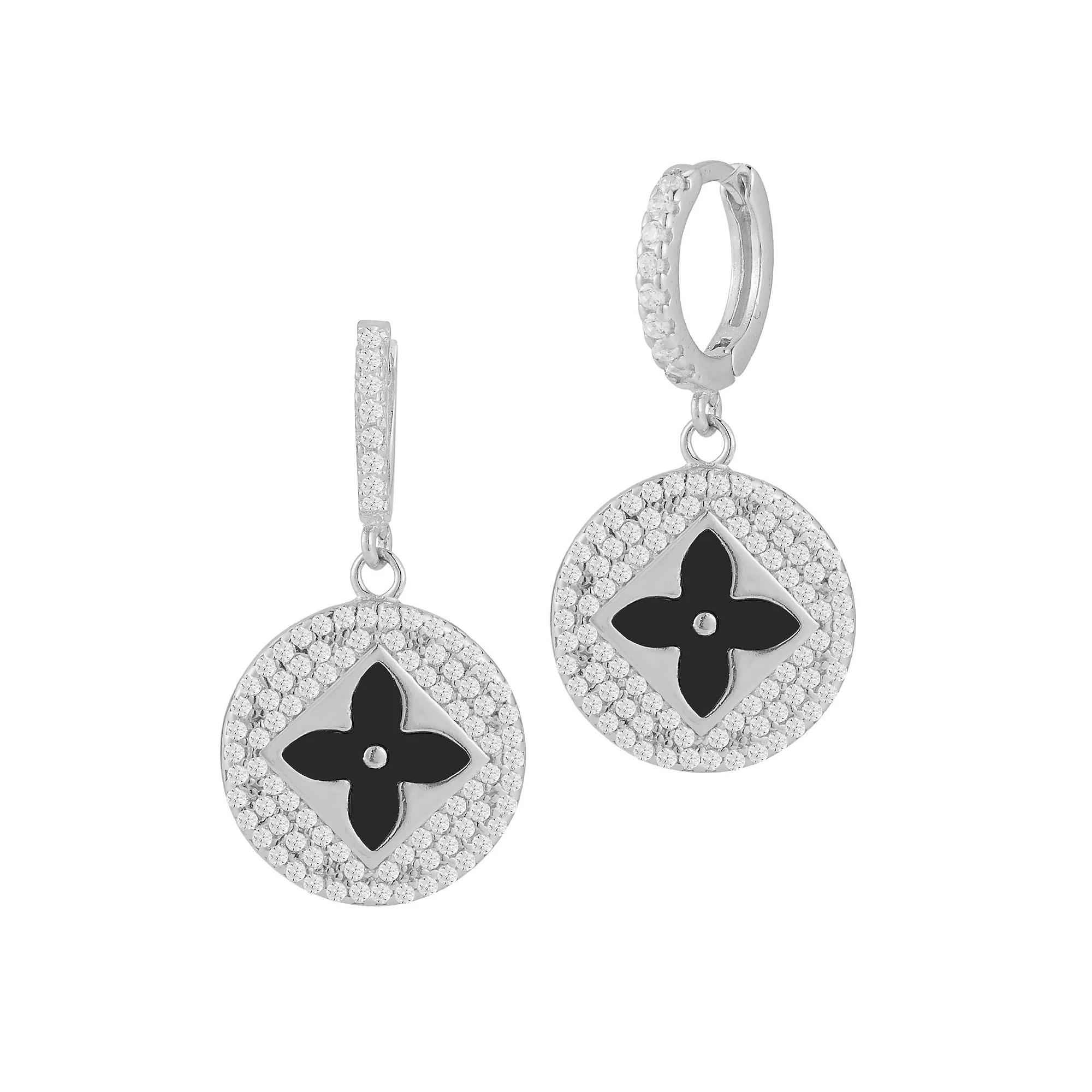 Sunkissed Sterling Gemstone & Cubic Zirconia Clover Earrings, Women's, Silver Tone White Product Image