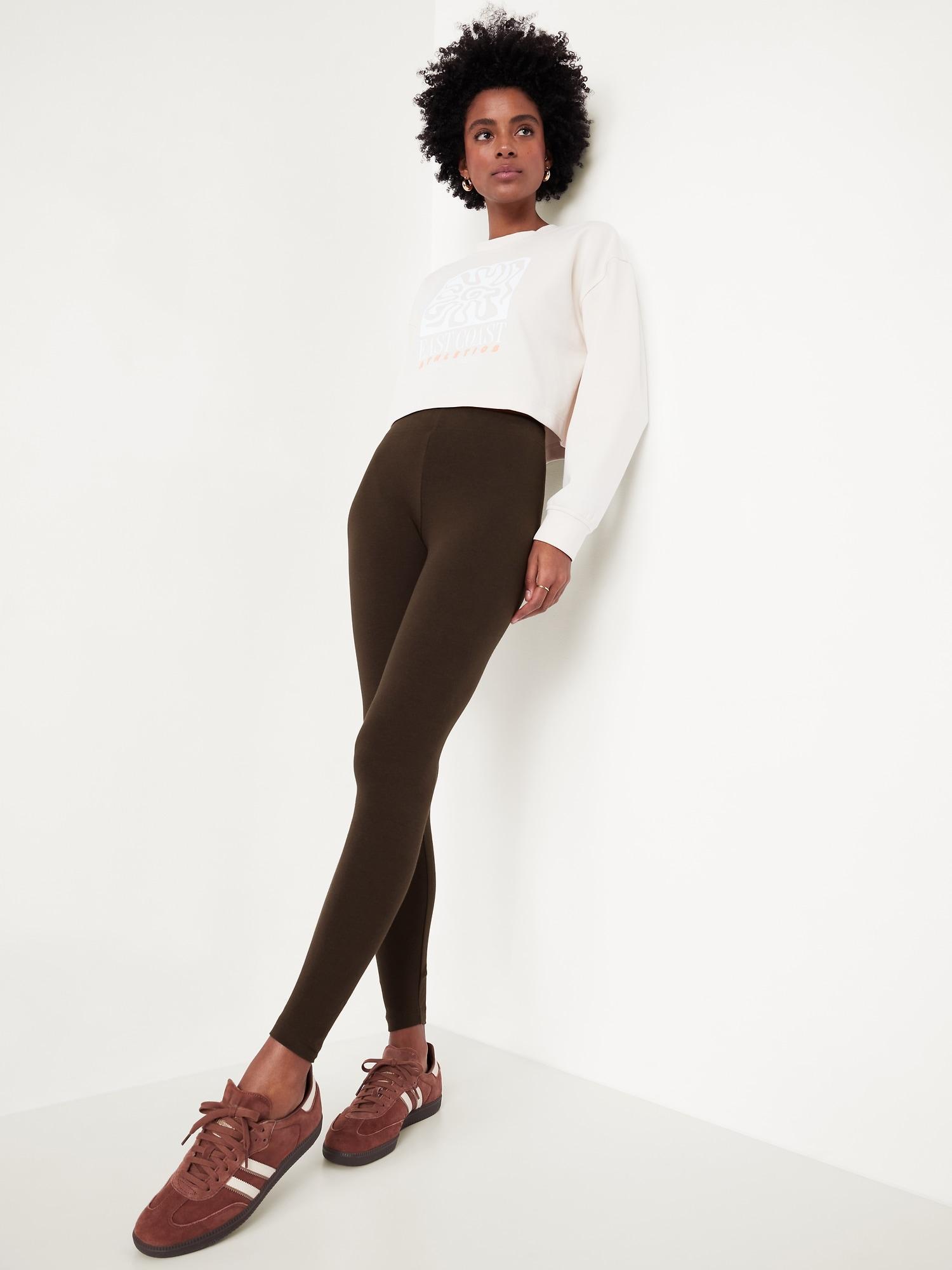 High-Waisted Jersey Fashion Layering Leggings Product Image