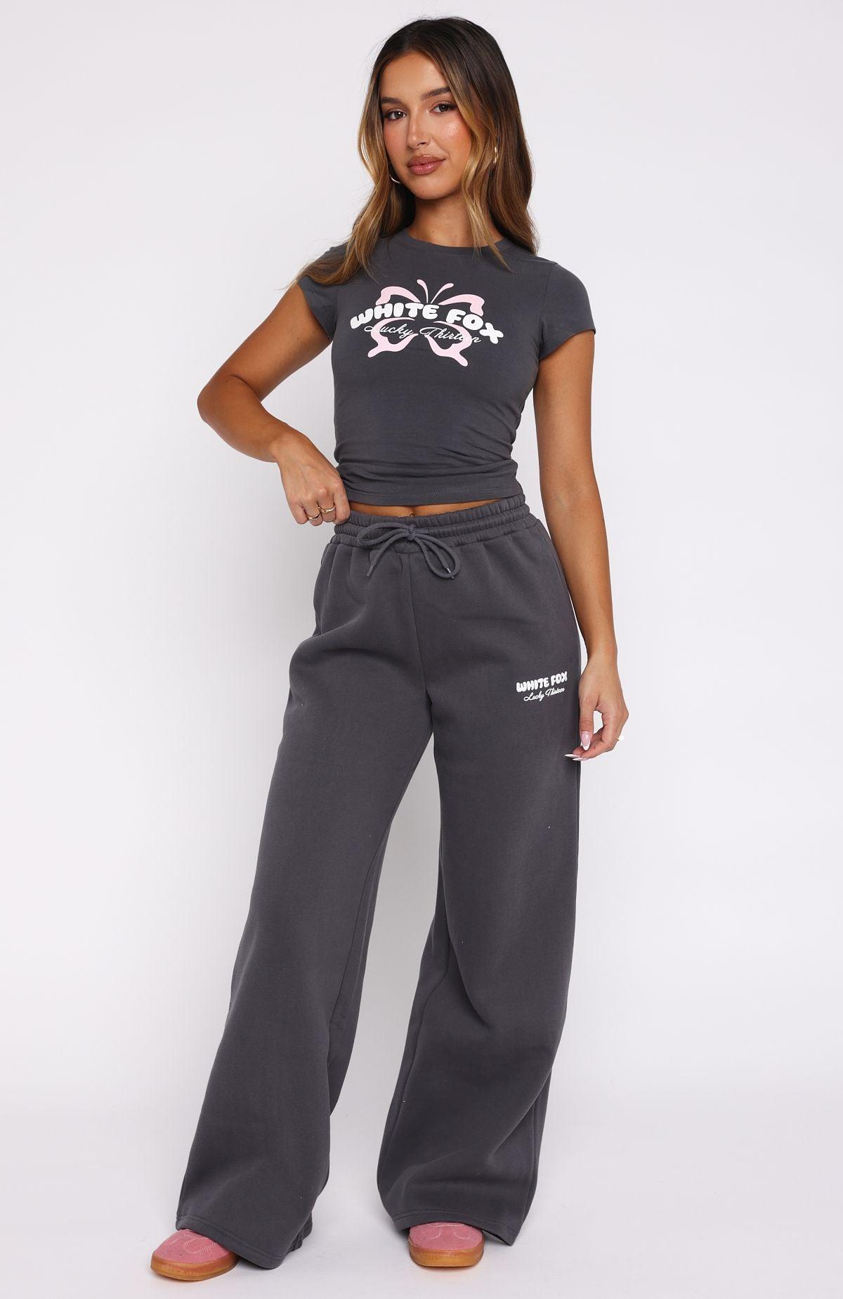 Lucky Thirteen Audrina Wide Leg Sweatpants Volcanic Product Image