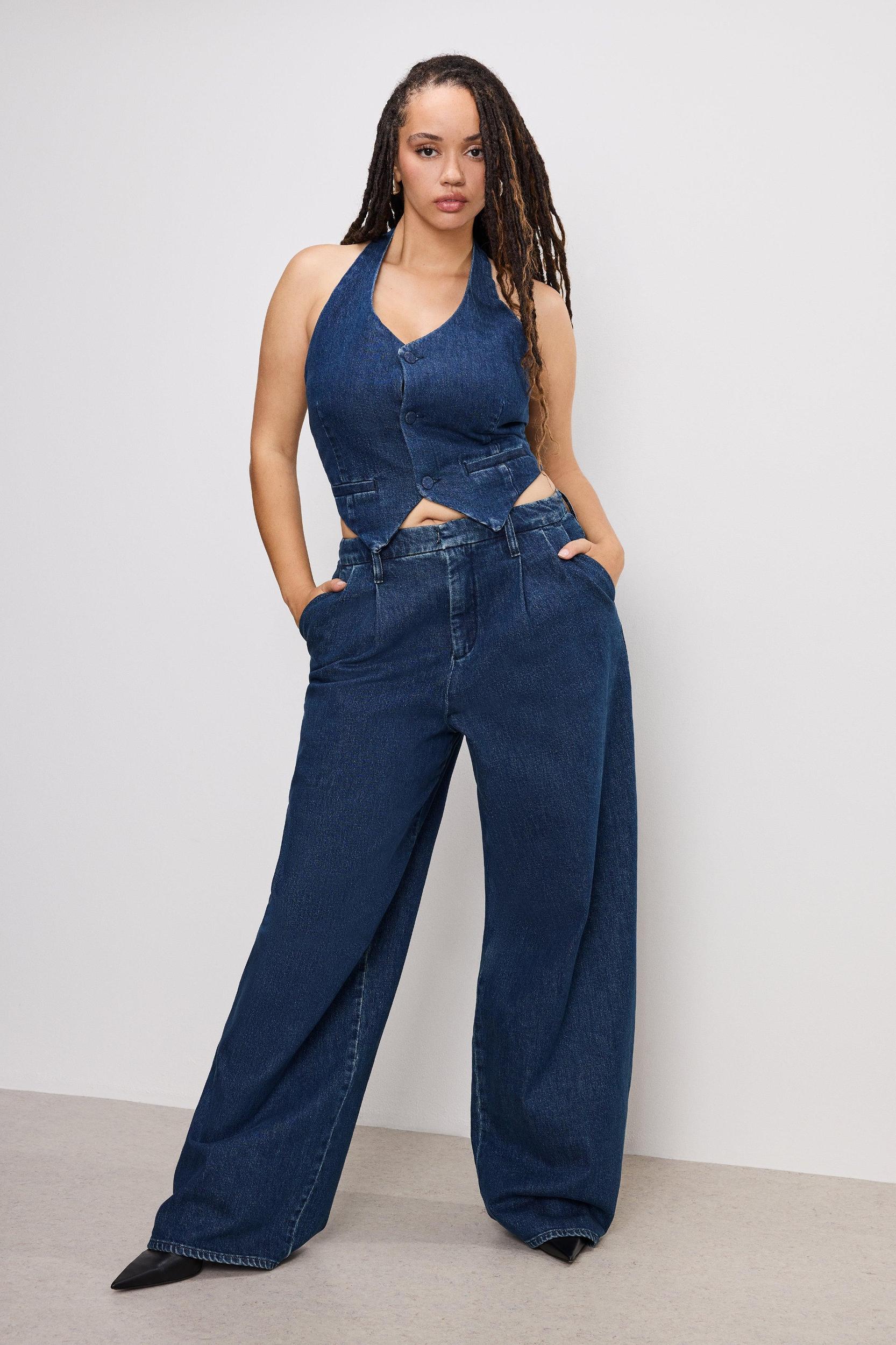 90S PLEATED  DENIM TROUSERS | INDIGO724 Product Image