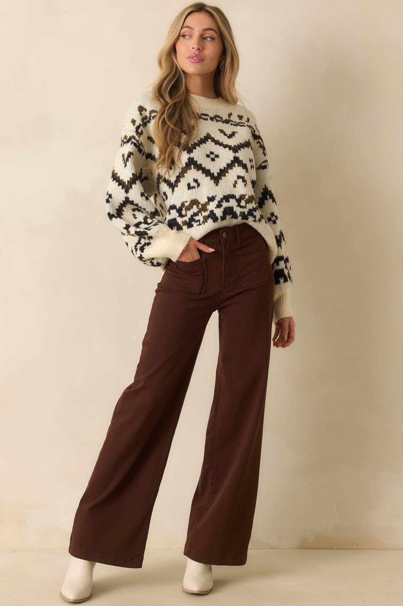 Meant For More Brown Straight Leg High Waisted Jeans Product Image