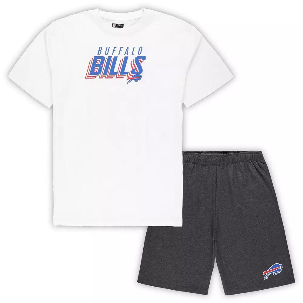 Men's Concepts Sport White/Charcoal Buffalo Bills Big & Tall T-Shirt and Shorts Set,  Product Image