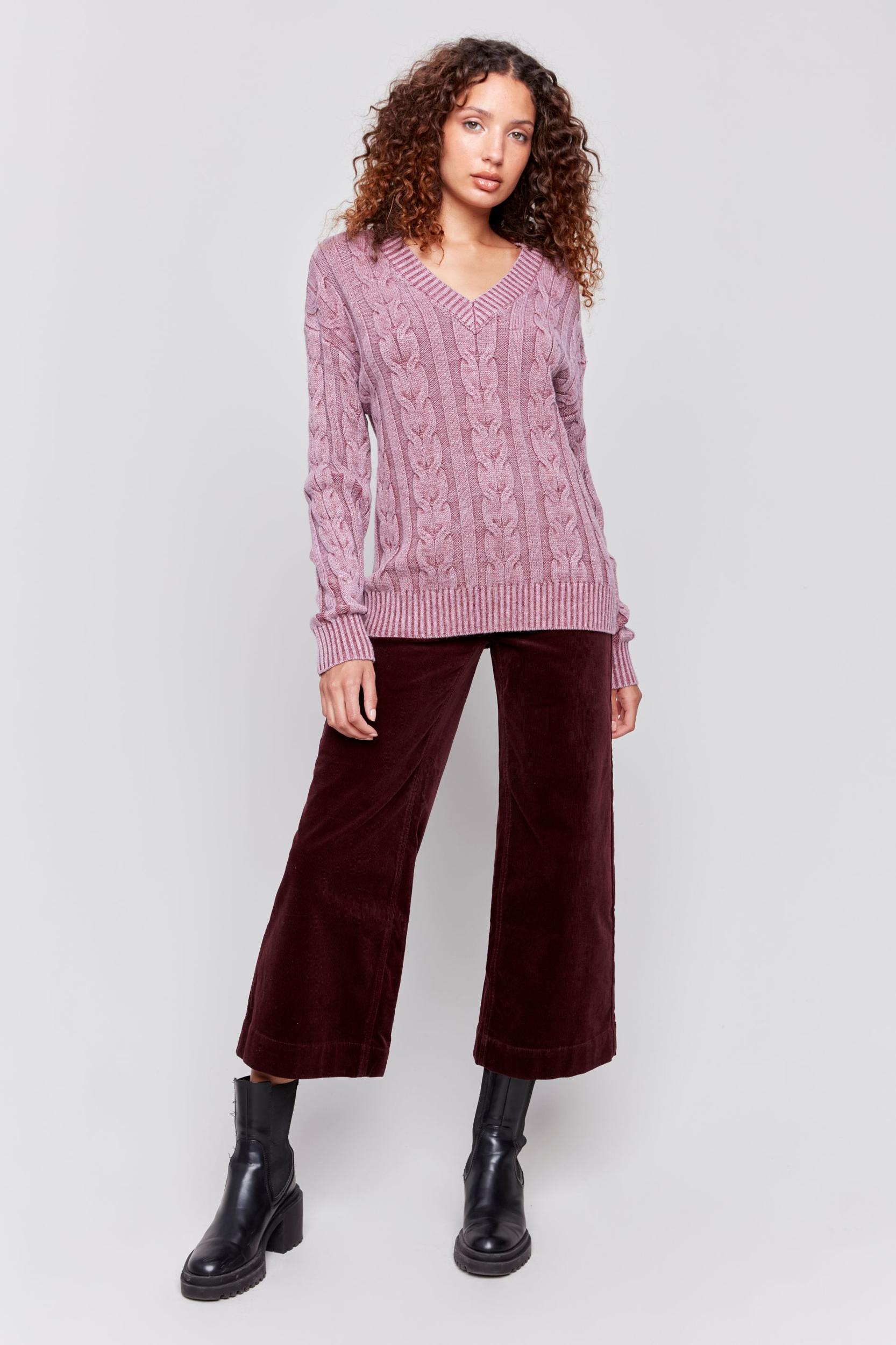 Charlie B Cabernet Cable Sweater Product Image