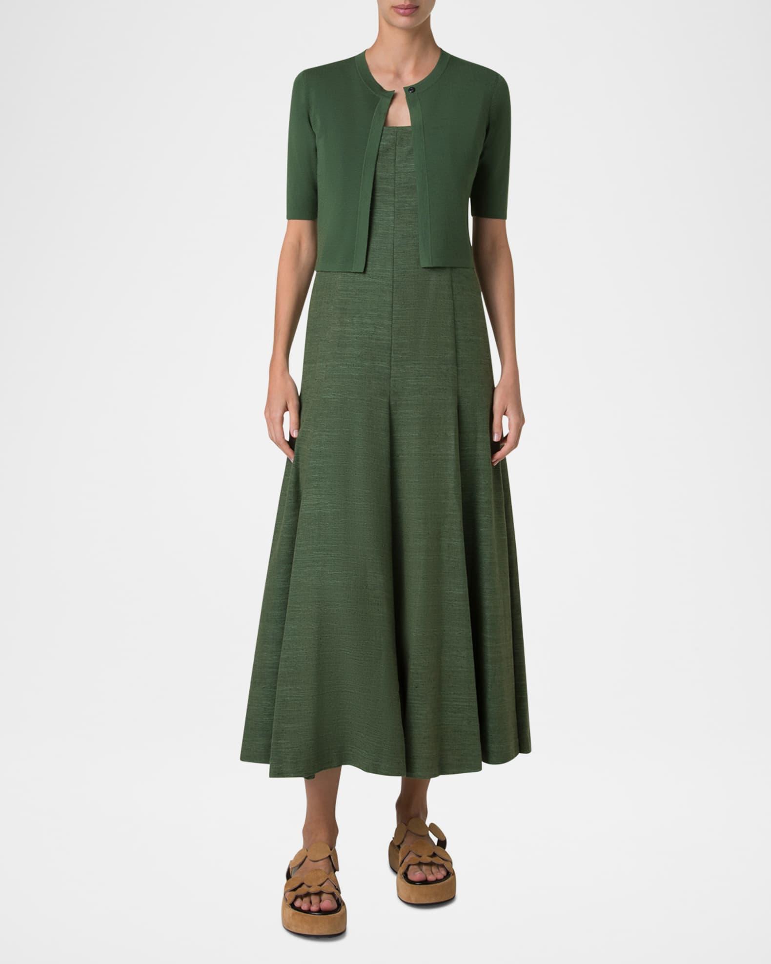 One Button Merino Wool Cropped Cardigan Product Image