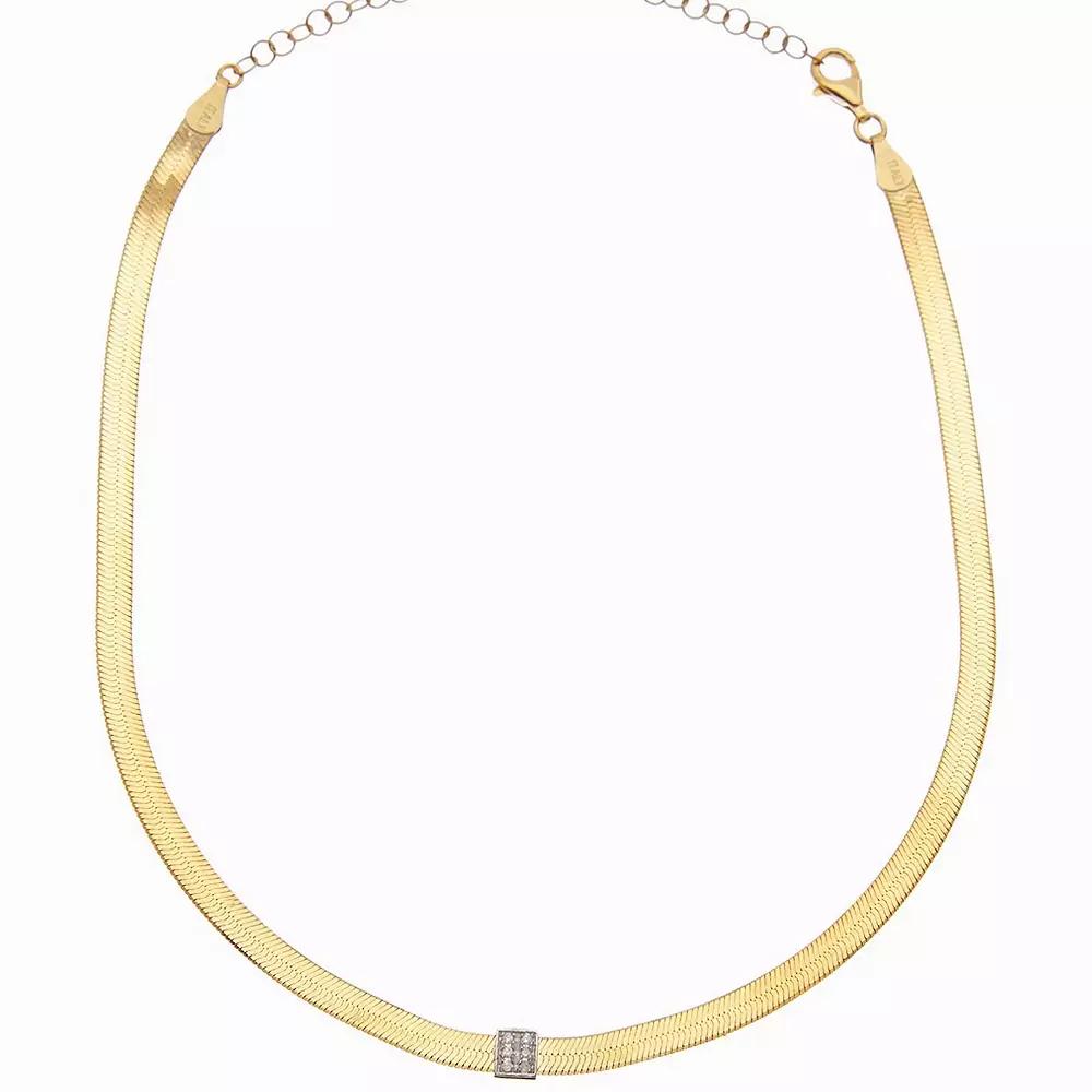 Meshmerise Sterling Silver Diamond Accented Herringbone Chain Choker Necklace, Women's, Size: 16-18" ADJ, Gold Tone Product Image