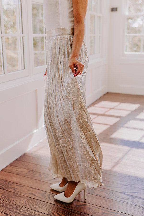Champagne Fizz High Waist Pleated Maxi Skirt Product Image