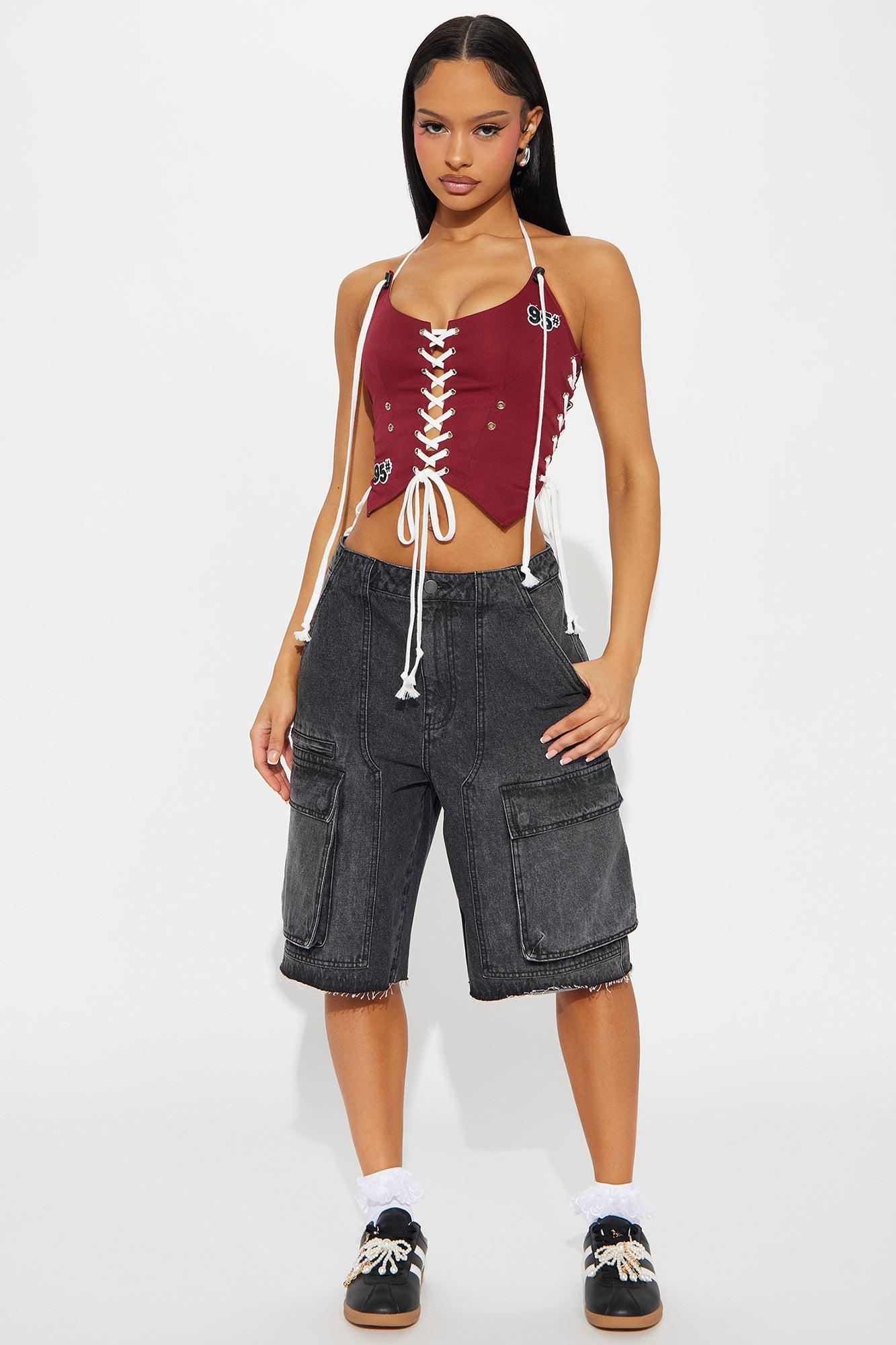 Parker Denim Cargo Jorts - Black Wash Product Image