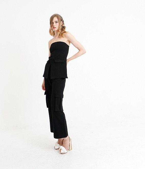 Le' AL.X Woven Crepe Straight Neck Sleeveless Cargo Suit Coordinating Top Product Image