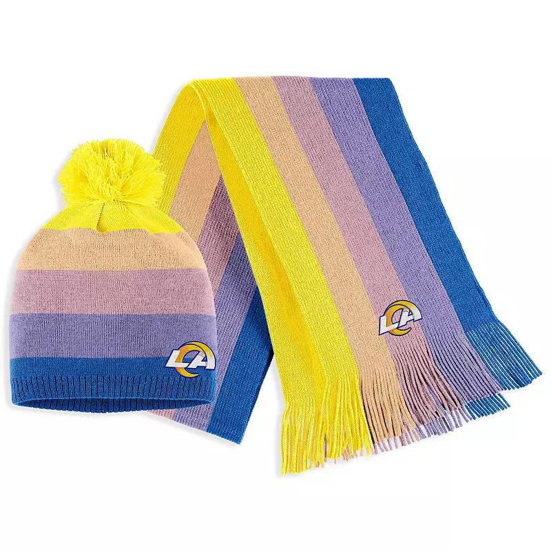 Women's WEAR by Erin Andrews Gold Los Angeles Rams Ombre Pom Knit Hat and Scarf Set Product Image
