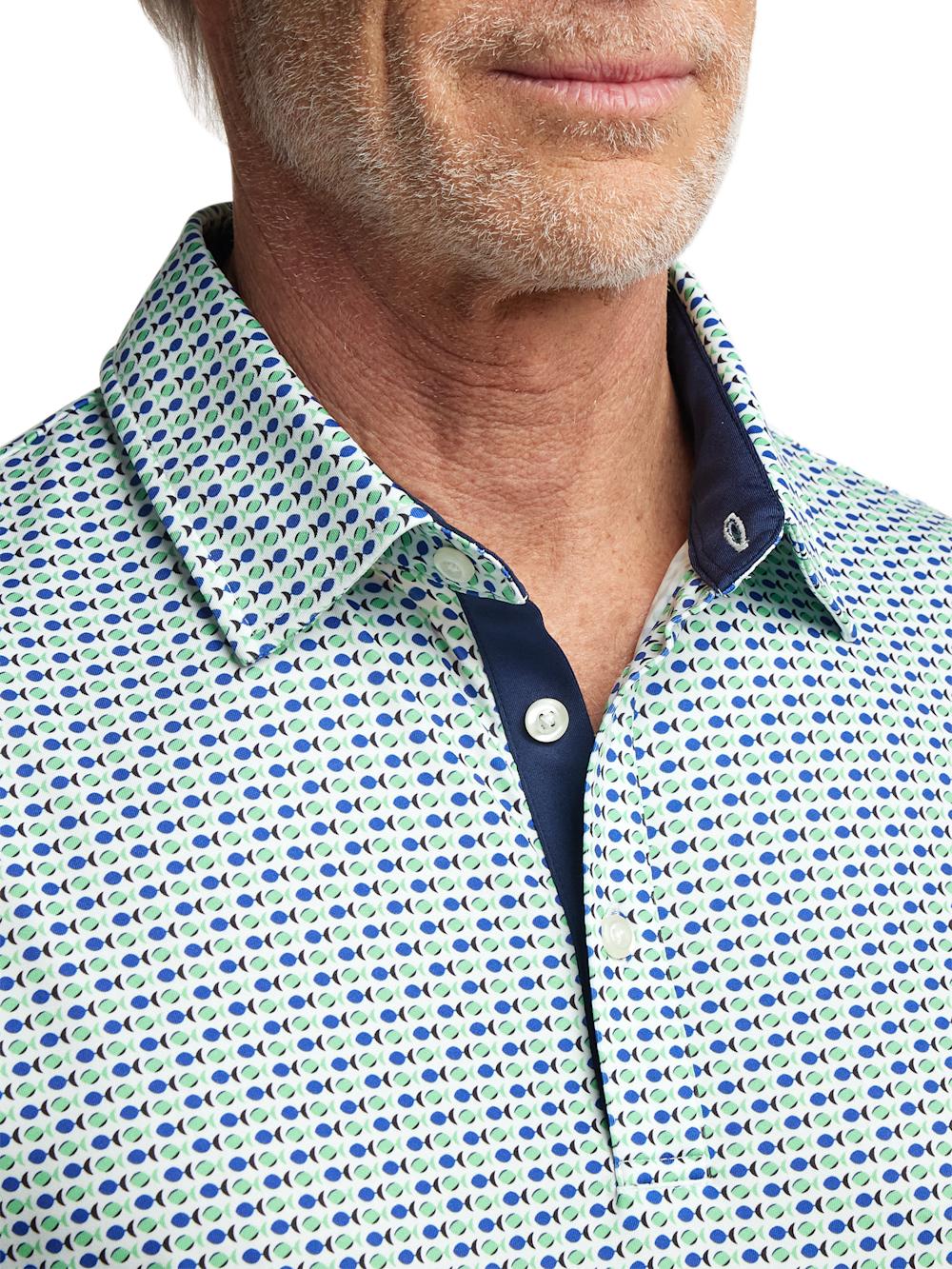 Performance Blend Three Button Polo - Navy/green Product Image