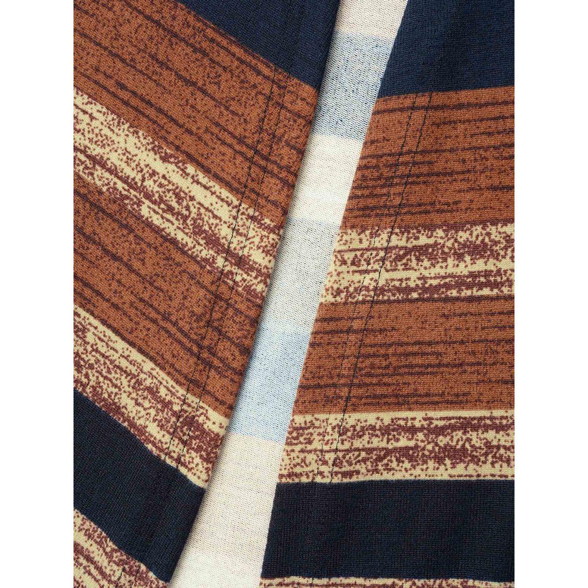 Plus Size Multi-Color Striped Open-Front Long Jacket Women Multicolor Contrast Loose Everyday Jackets BloomChic 10/M Product Image