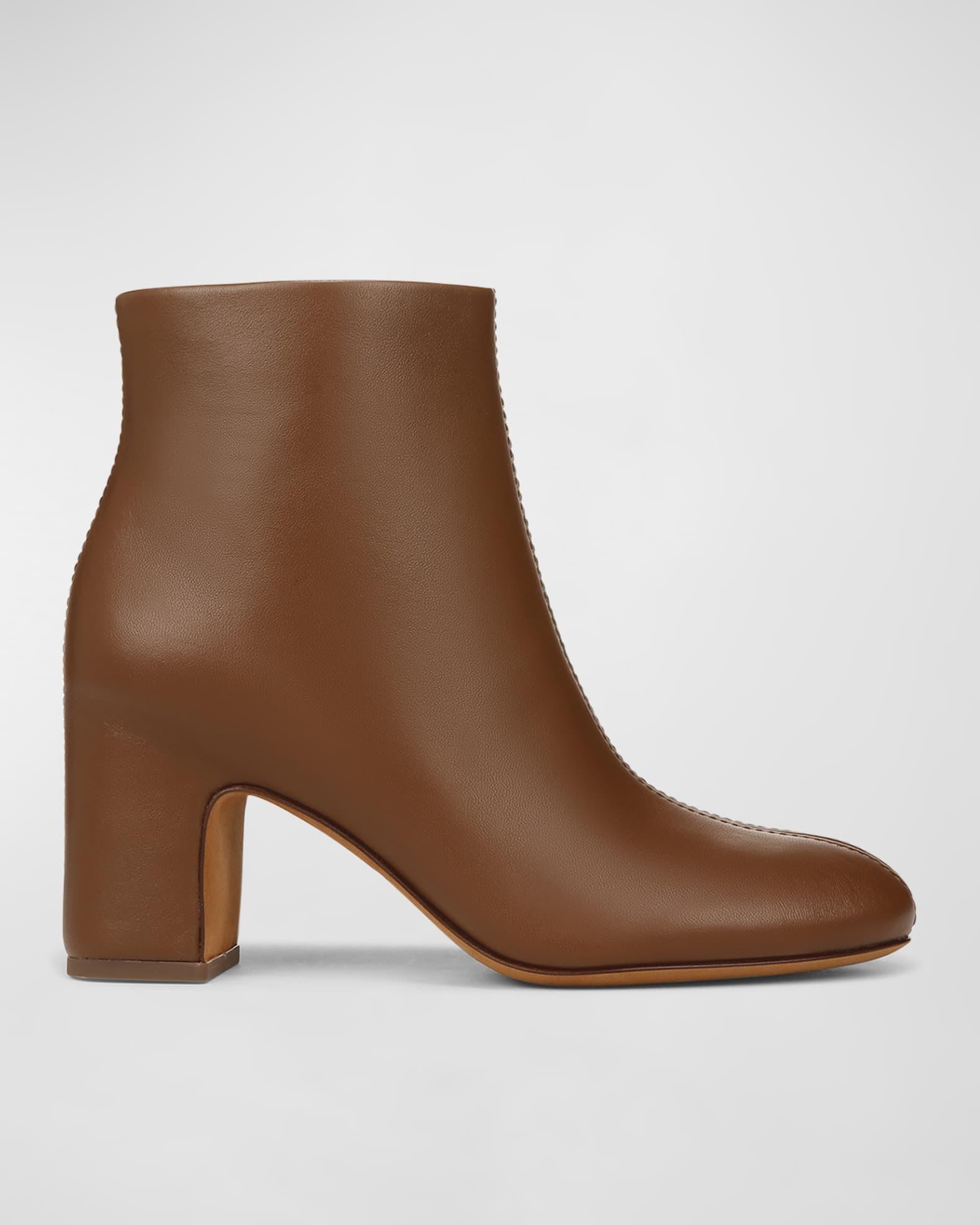 Terri Leather Block-Heel Booties Product Image