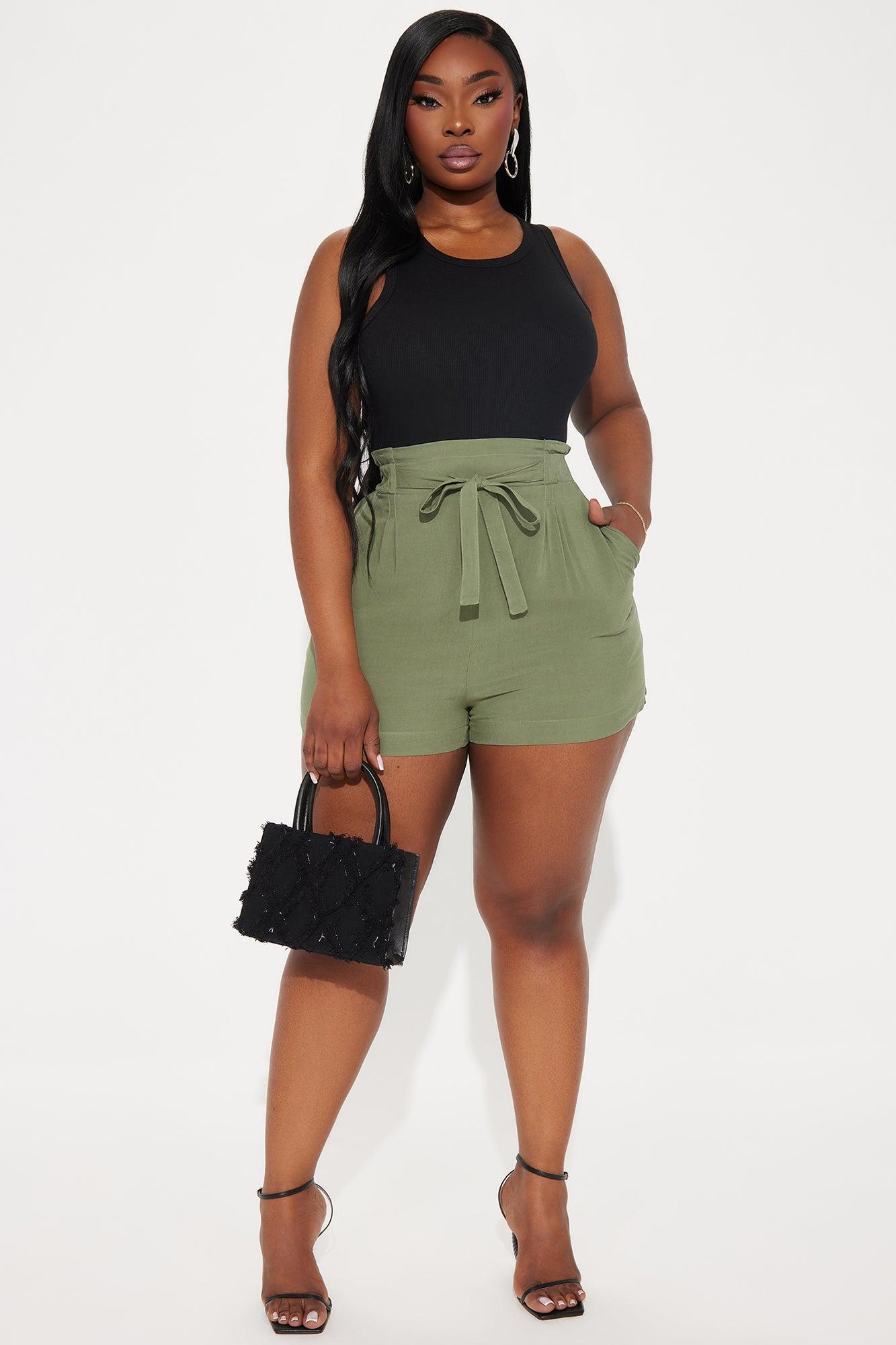 Rosie Tie Waist Shorts - Olive Product Image