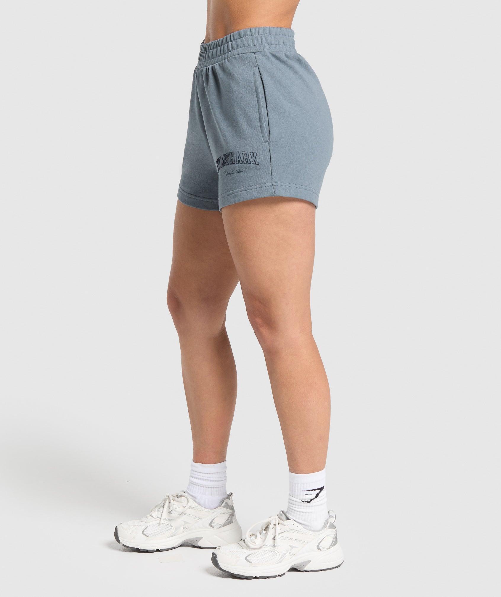 Gymshark Campus Classics Graphic Sweat Shorts - Iron Blue Female Product Image