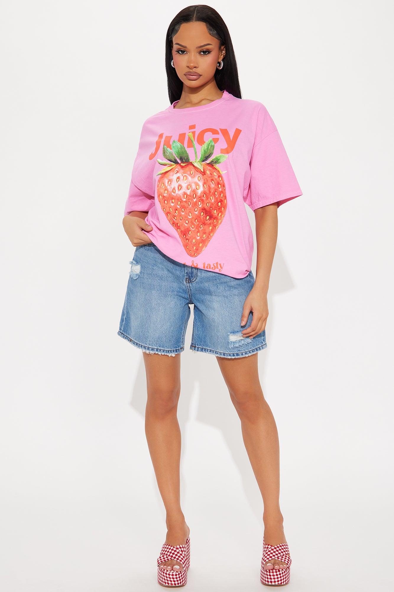 Juicy Summer Oversized Washed Tee - Pink Product Image