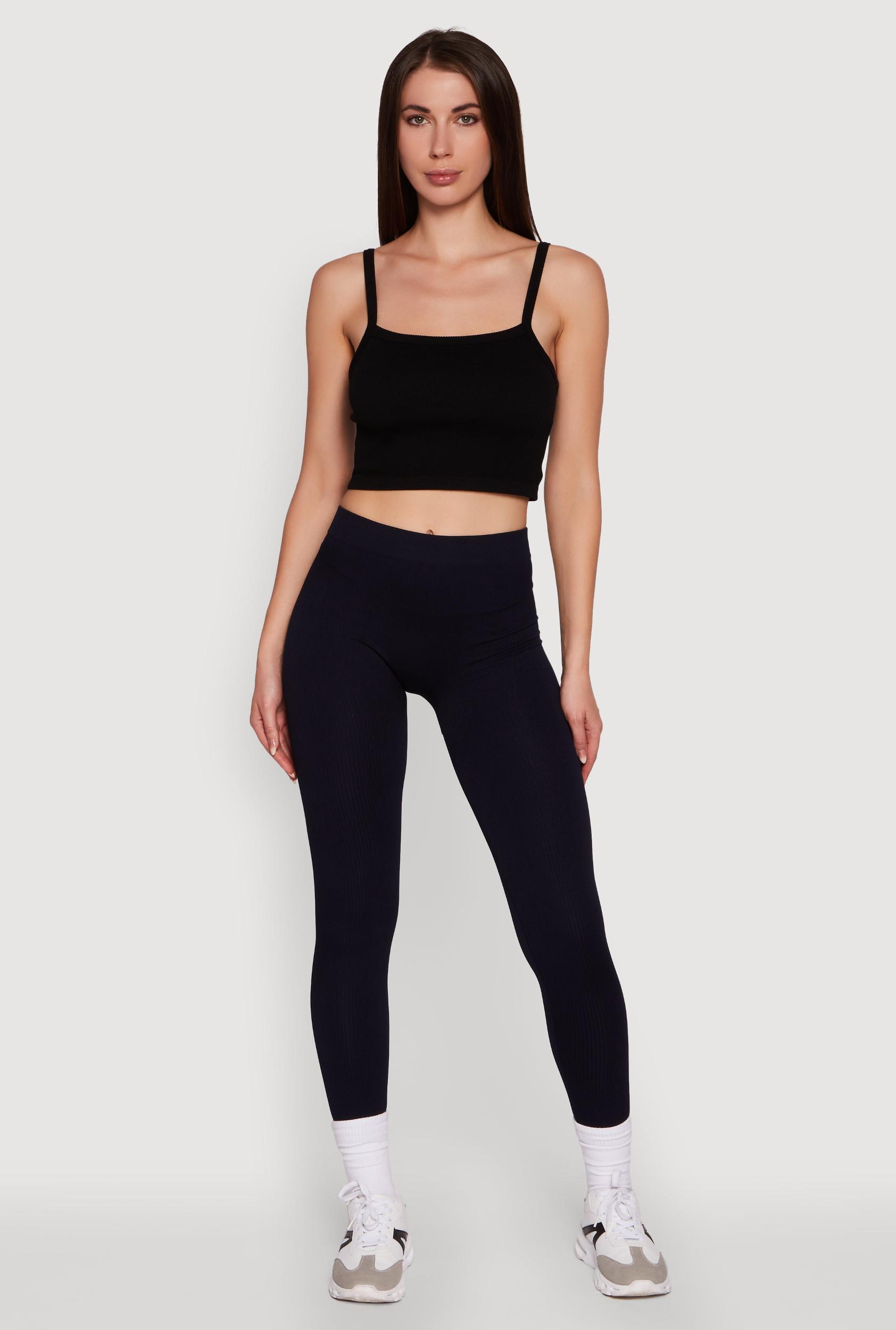 Womens Trendy Rib Knit High Waisted Leggings Product Image