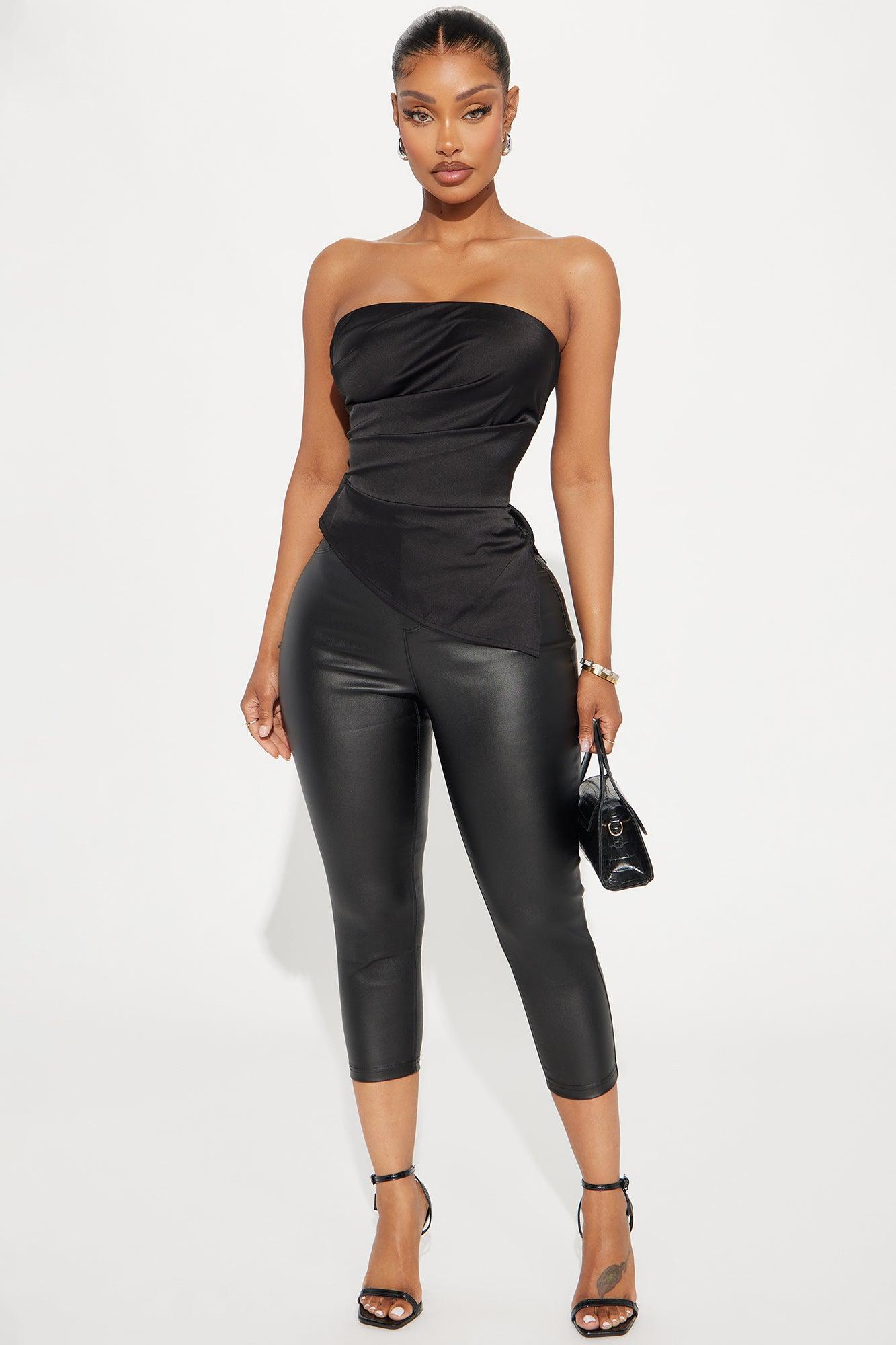 Valerie Asymmetrical Satin Top - Black Product Image