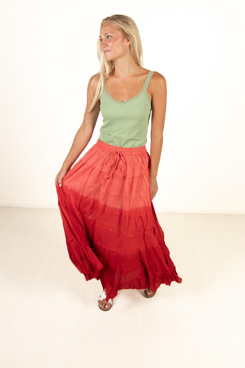 Pink Tiered Maxi Skirt Product Image