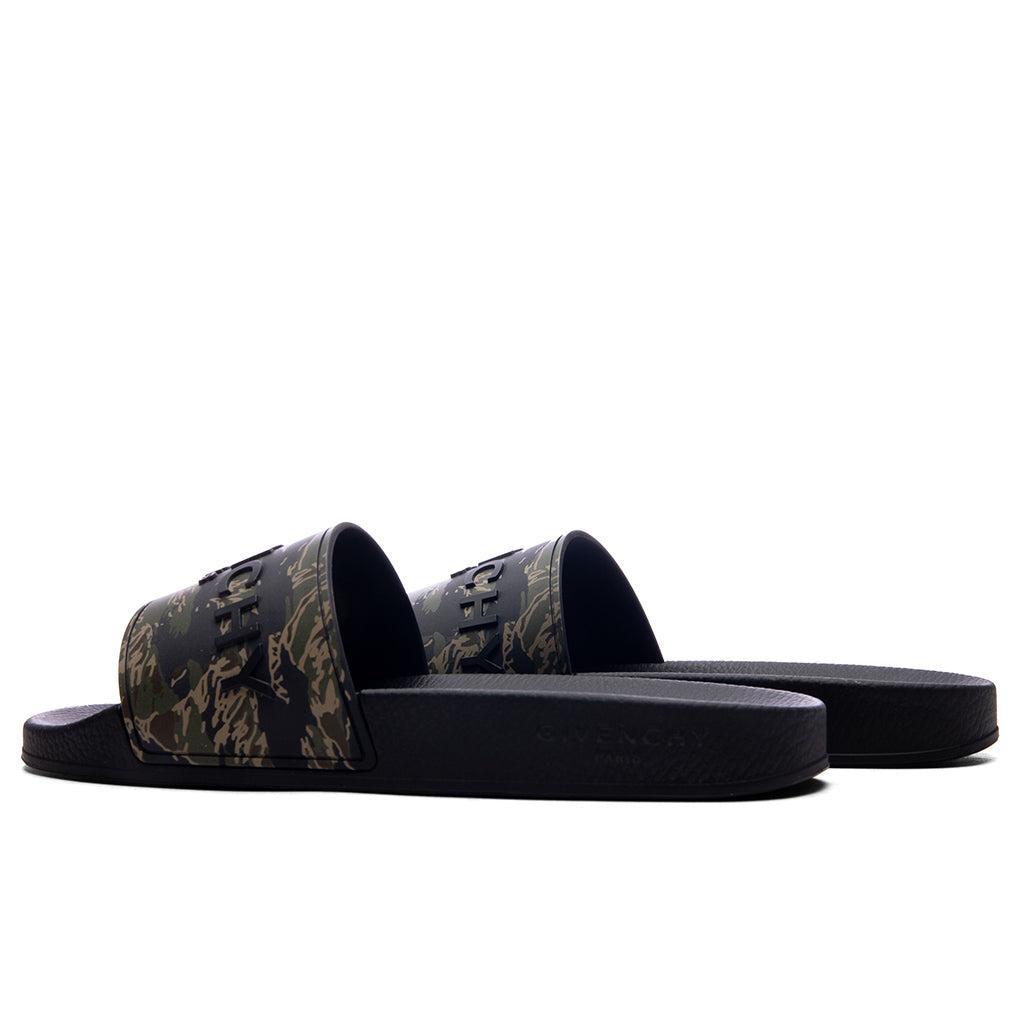 Slide Flat Sandals - Black/Khaki Male Product Image