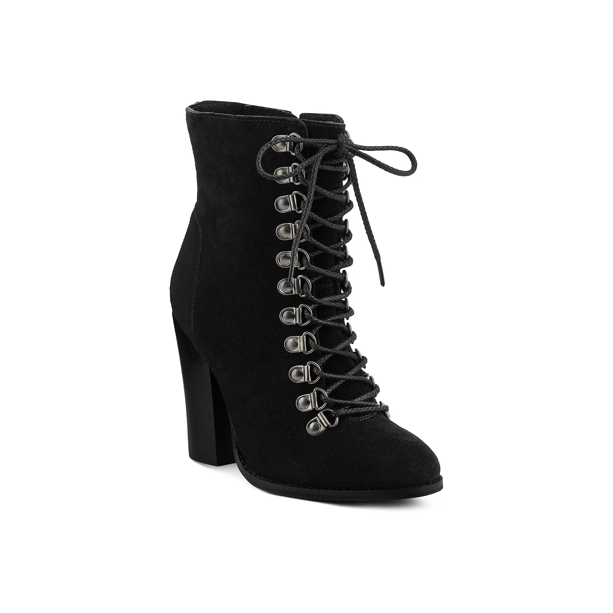 Rag & Co Goose Feather Women's Leather Ankle Boots, Size: 8, Black Product Image