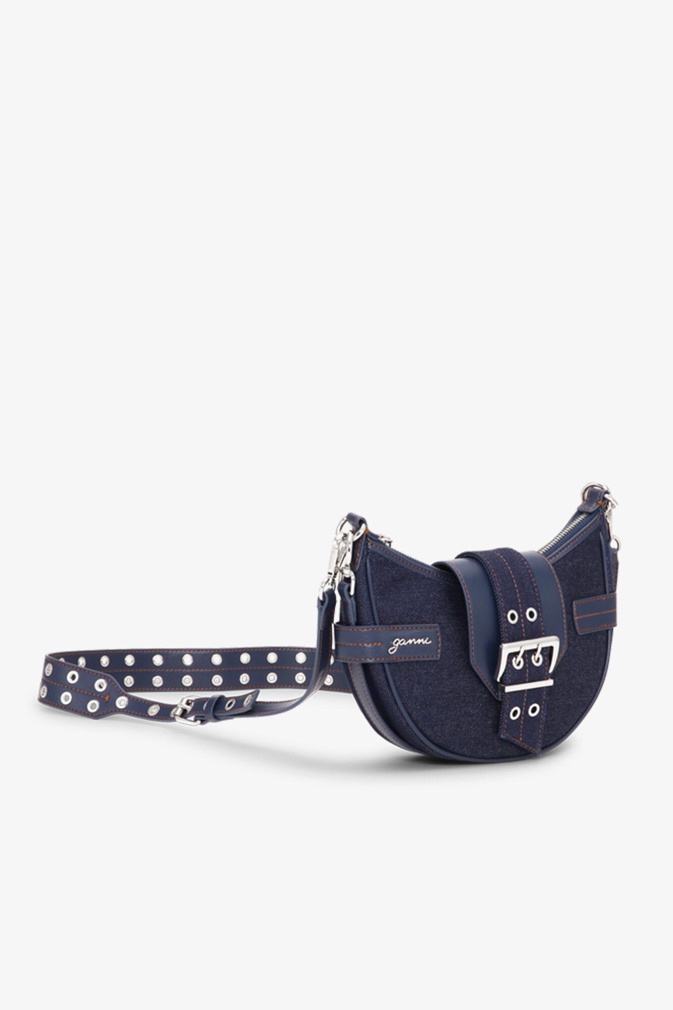 Dark Blue Denim Small Bucky Crossbody Bag Product Image
